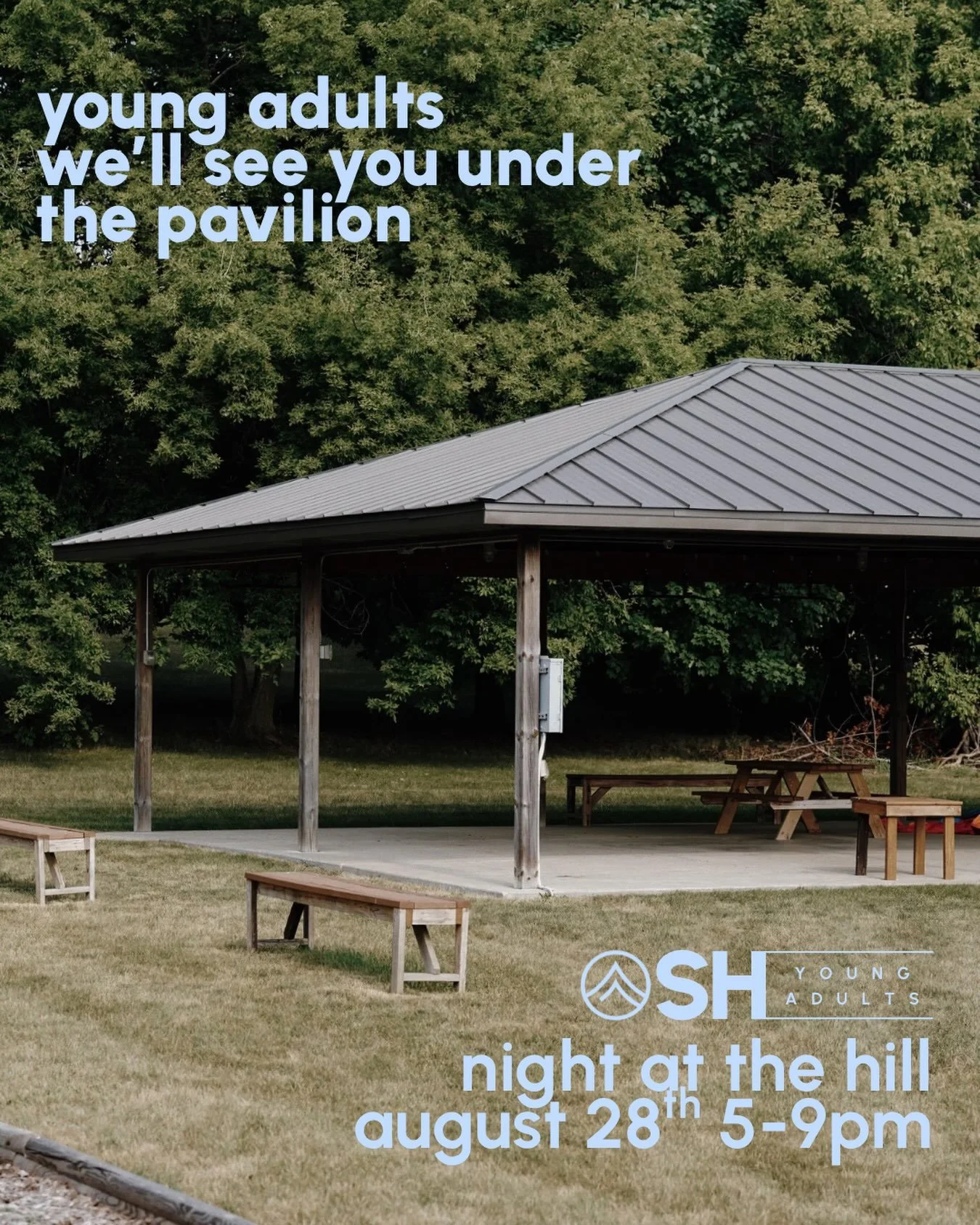 summer&rsquo;s not over yetttt!! young adults end-of-summer hangout is august 28 from 5&ndash;9pm! we&rsquo;re grilling, playing games, + hanging by the campfire!