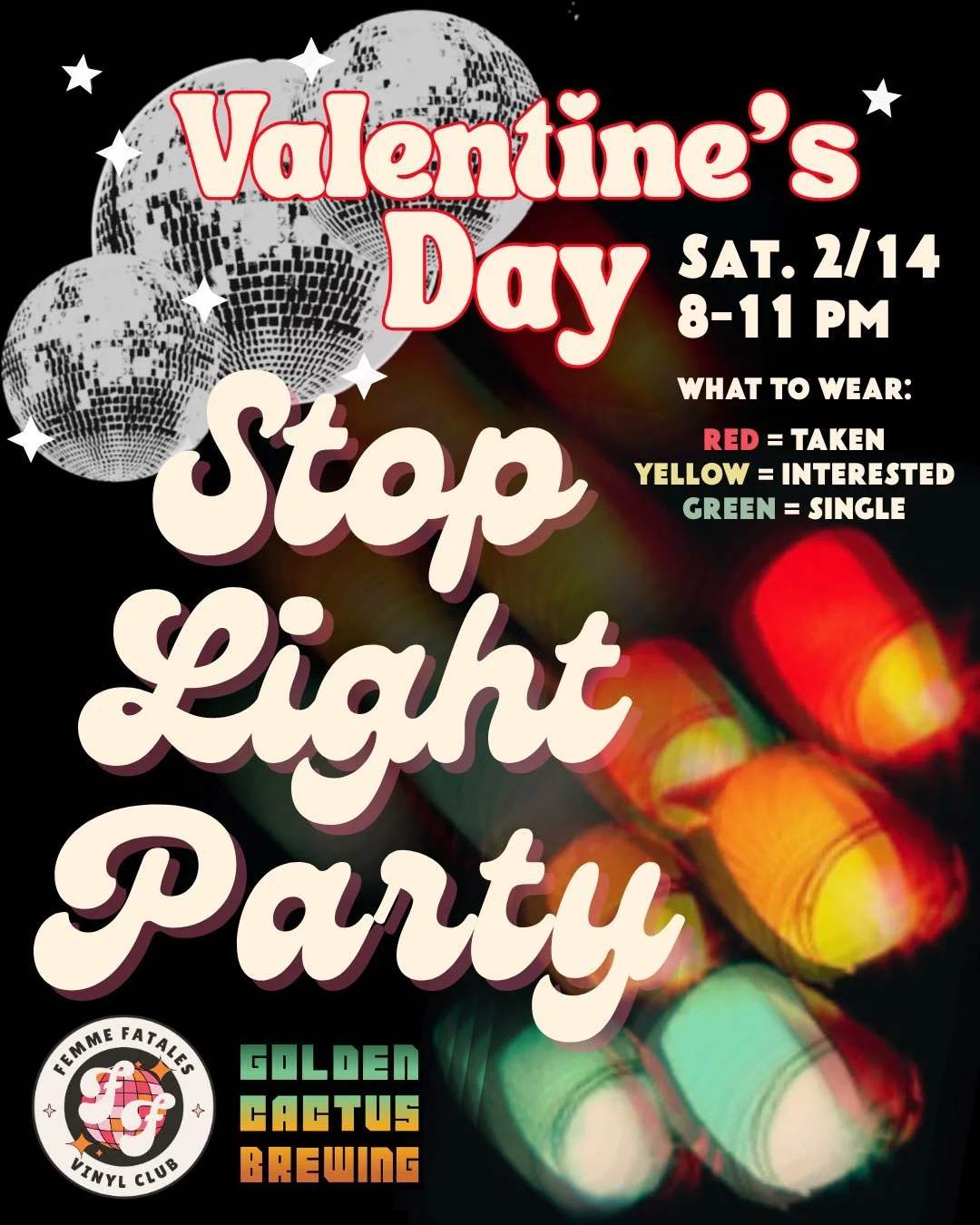 Y&rsquo;all asked, and we&rsquo;re here to deliver! 💕 We&rsquo;re pushing our Valentine&rsquo;s Day Stoplight party back a couple hours so you can make that dinner reservation AND come out to party with us after. The lovely ladies at @femmefatalesvi