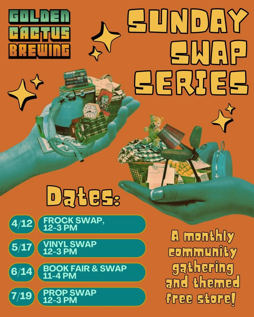 SWAP SERIES ANNOUNCEMENT!

We&rsquo;re kicking off a new monthly series two weeks from today with another frock swap! Introducing the Sunday Swap Series, a monthly community gathering and themed free store. We&rsquo;ll have swap stations set up on th