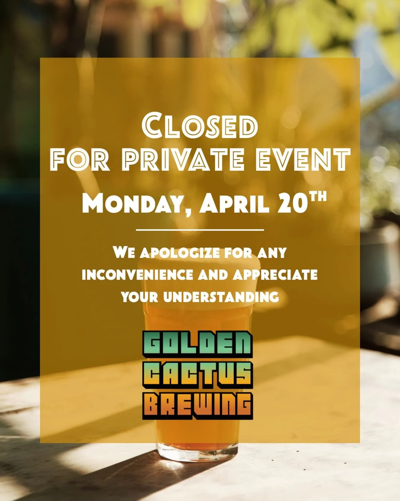 Reminder! We will be closed today, Monday, April 20th for a private event. Regular hours will resume tomorrow, open 3-9 pm. We apologize for any inconvenience and appreciate your understanding.

Interested in hosting a private event in our space? Sen