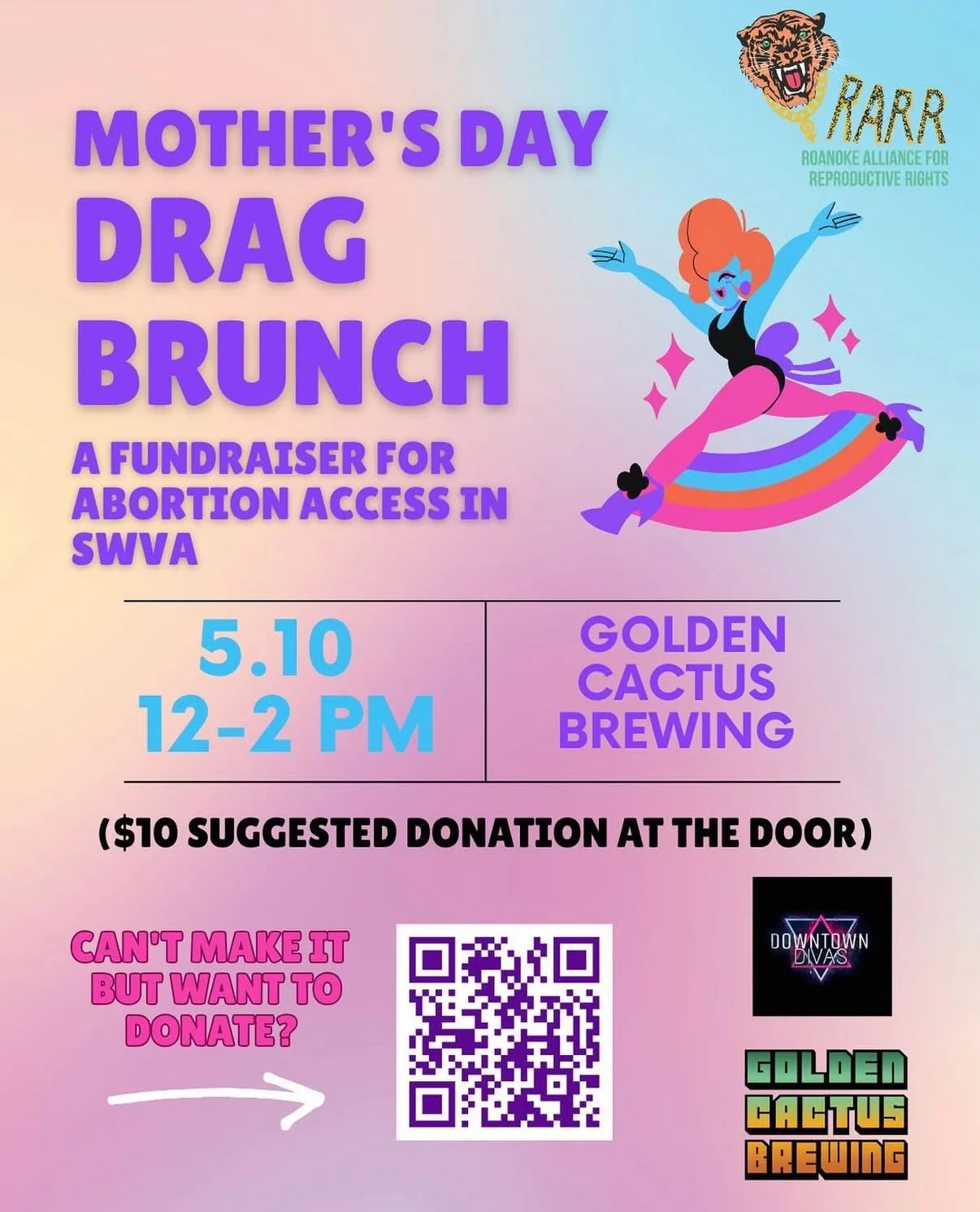 One week from today! 💐🎉

Join us for our fourth annual Mother&rsquo;s Day Drag Brunch supporting @rarrpower. There&rsquo;s never been a more important time to support our community and advocate for every individual&rsquo;s right to choose if and wh