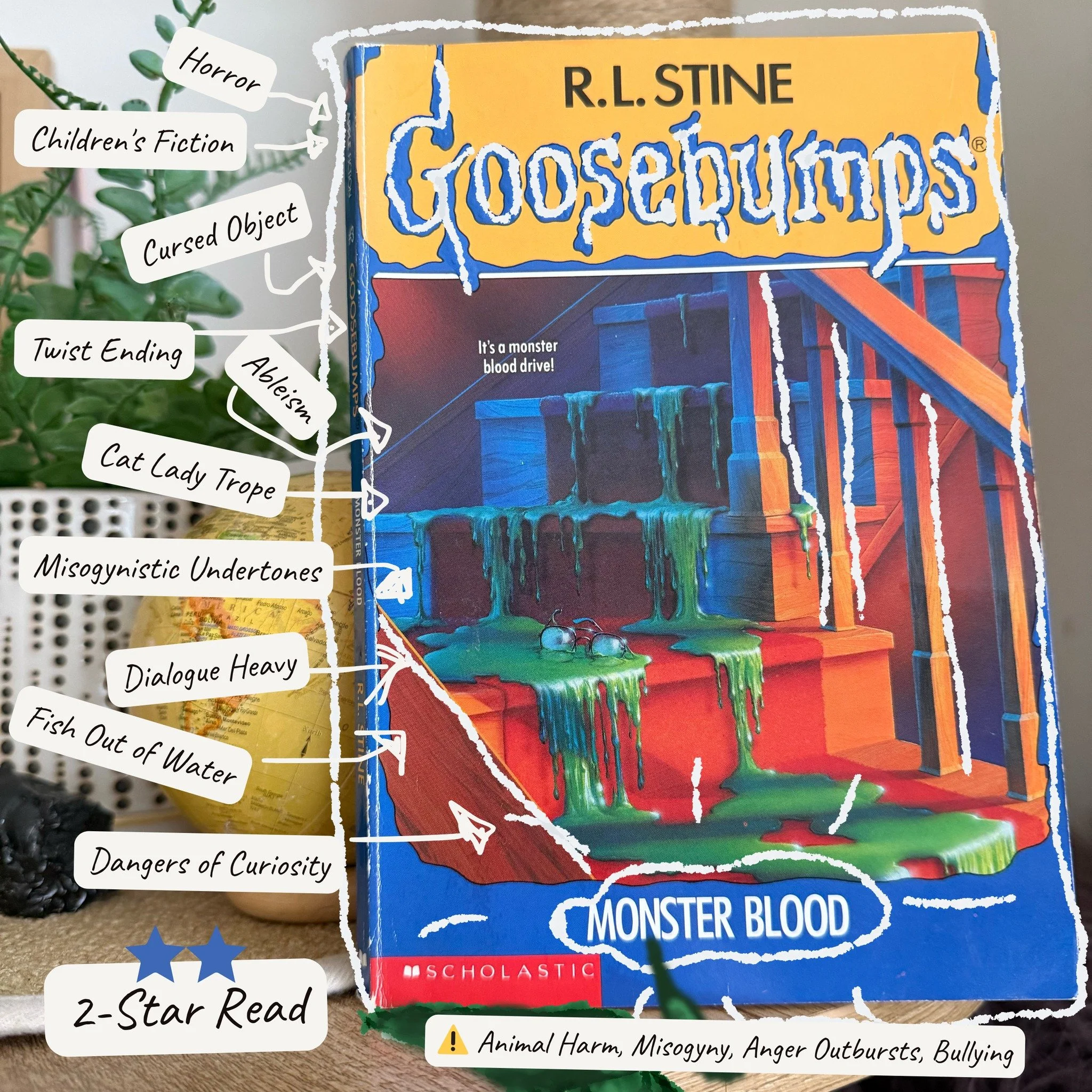 "GOOSEBUMPS BOOK REVIEW
&ldquo;Monster Blood&rdquo;  by R.L. Stine, Goosebumps Book #3
Rating:⭐⭐☆☆☆ - 2 out of 5 stars

&ldquo;I don't want to stay here. Please don't leave me here.&rdquo; The first line of the third installment in the Goosebump