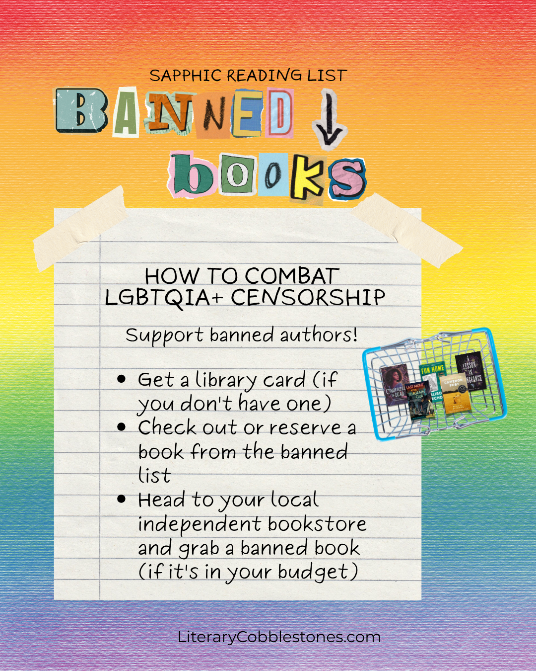 banned book sapphic reading list on literary cobblestones  reading aesthetic scrapbook