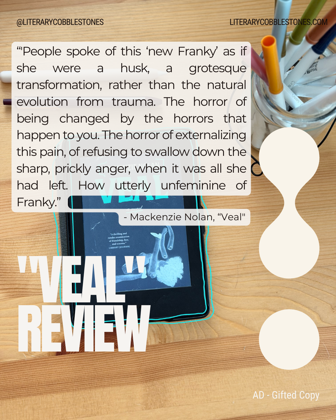 Explore reading quotes from sapphic horror novel "Veal" by Mackenzie Nolan