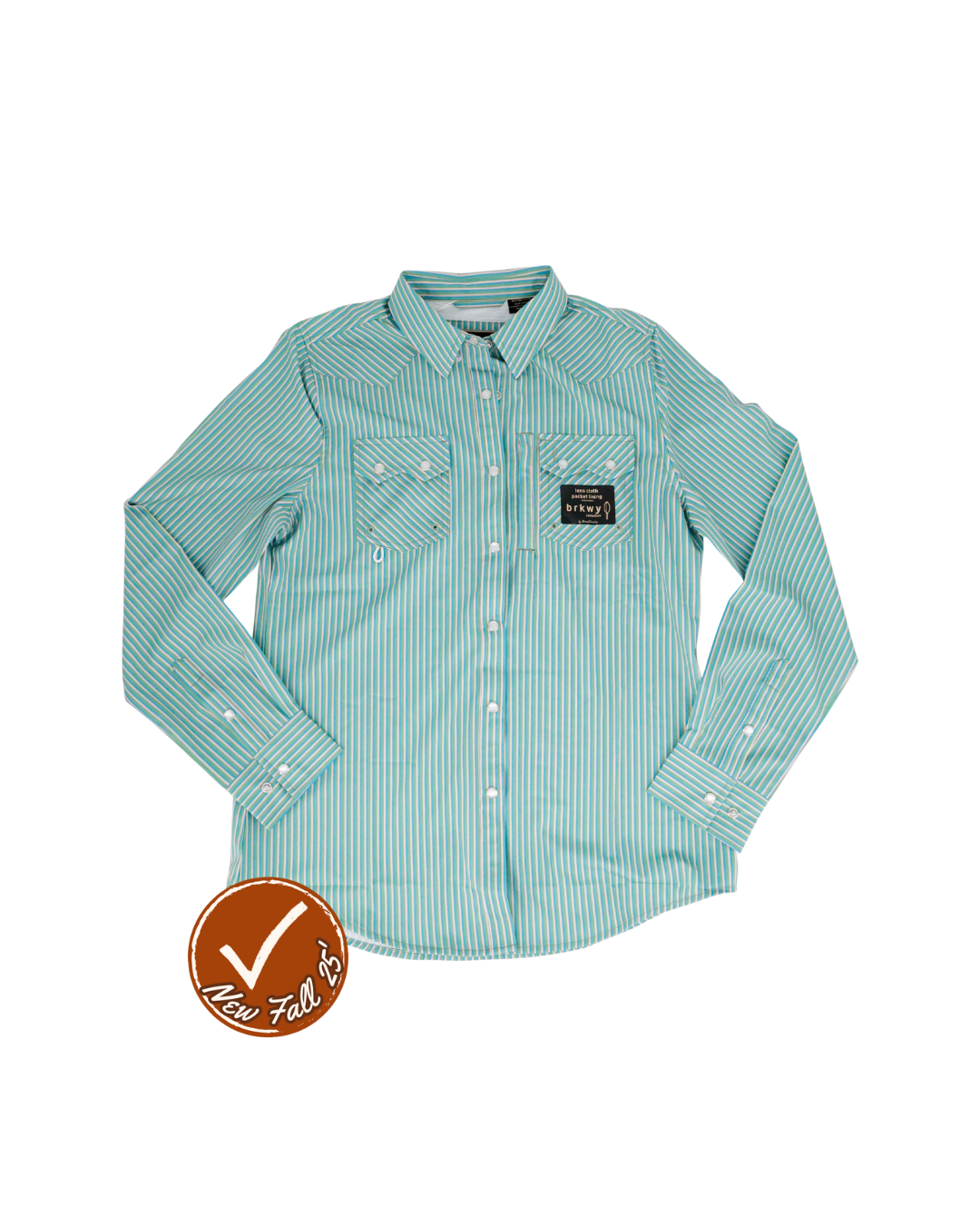 BRKWY | Green Stripe | Traditional Western Pocket With Hidden Zipper | BCBK-OPS-LS-GRNSTR