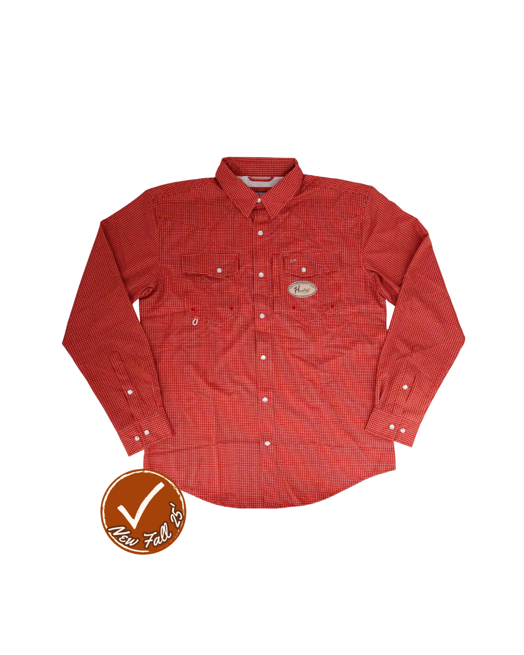 HORNKNOT | Maroon Gingham | Slanted Western Pocket With Hidden Zipper | BCHN-OPS-LS-MRNGING
