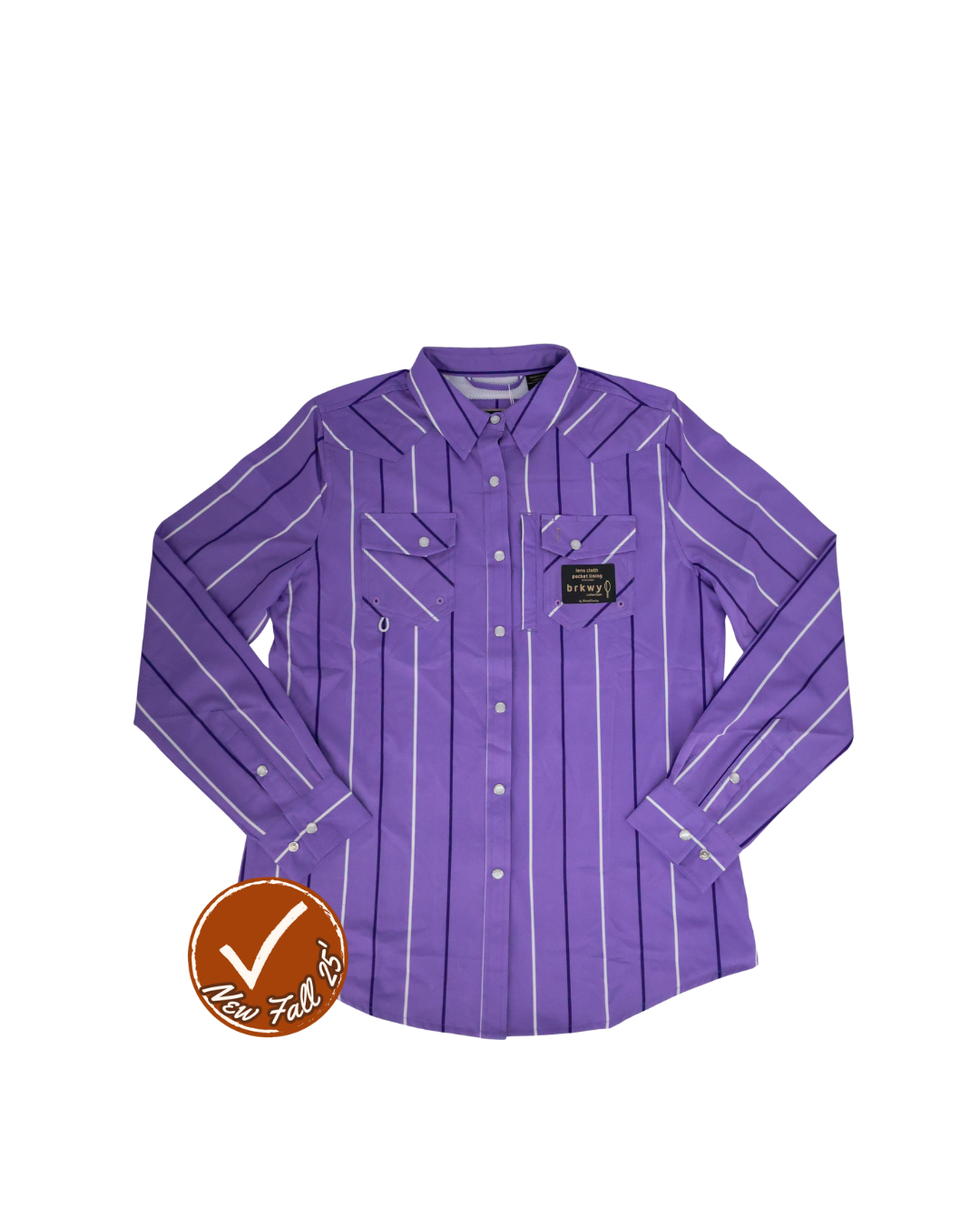 BRKWY | Purple Stripe | Traditional Western Pocket With Hidden Zipper | BCBK-OPS-LS-PURSTR