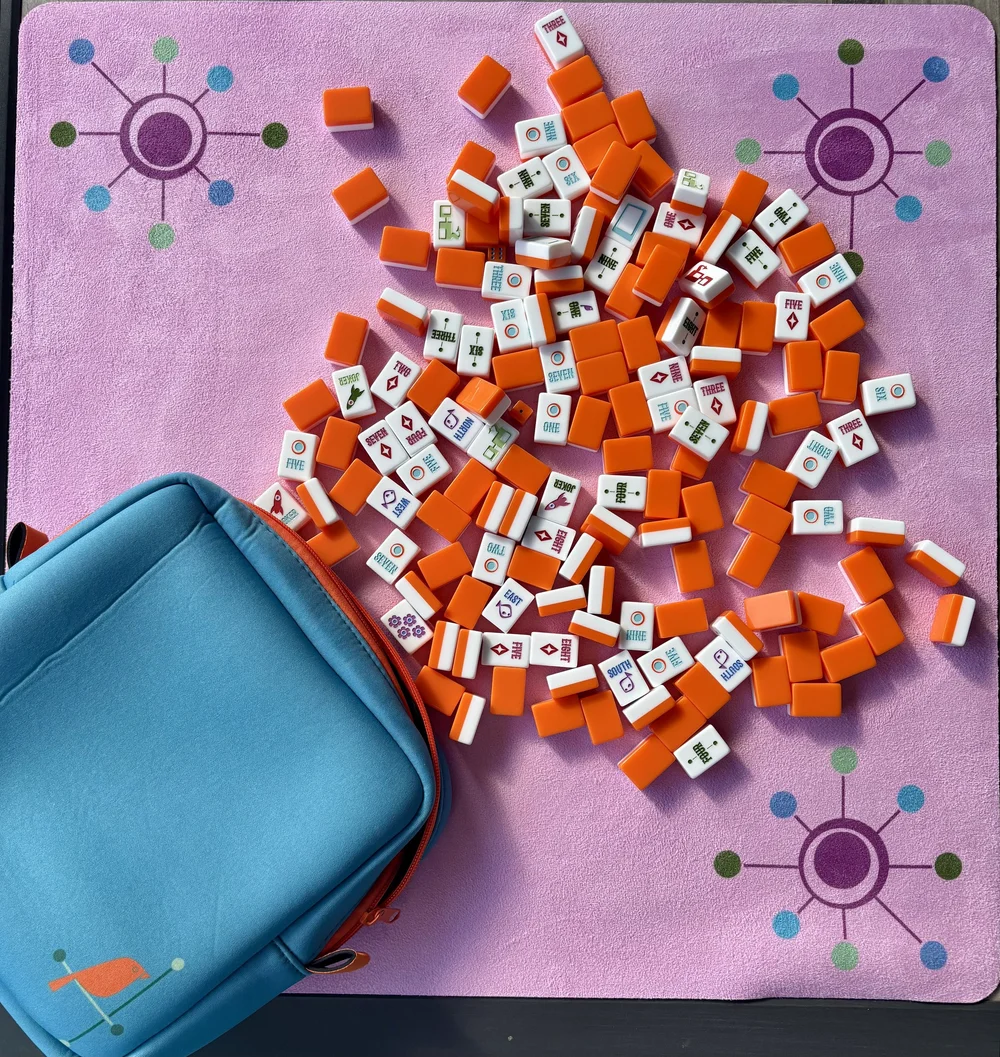 Faye's Atomic Age Travel Mahjong mat — Two Sparrows Mahjong