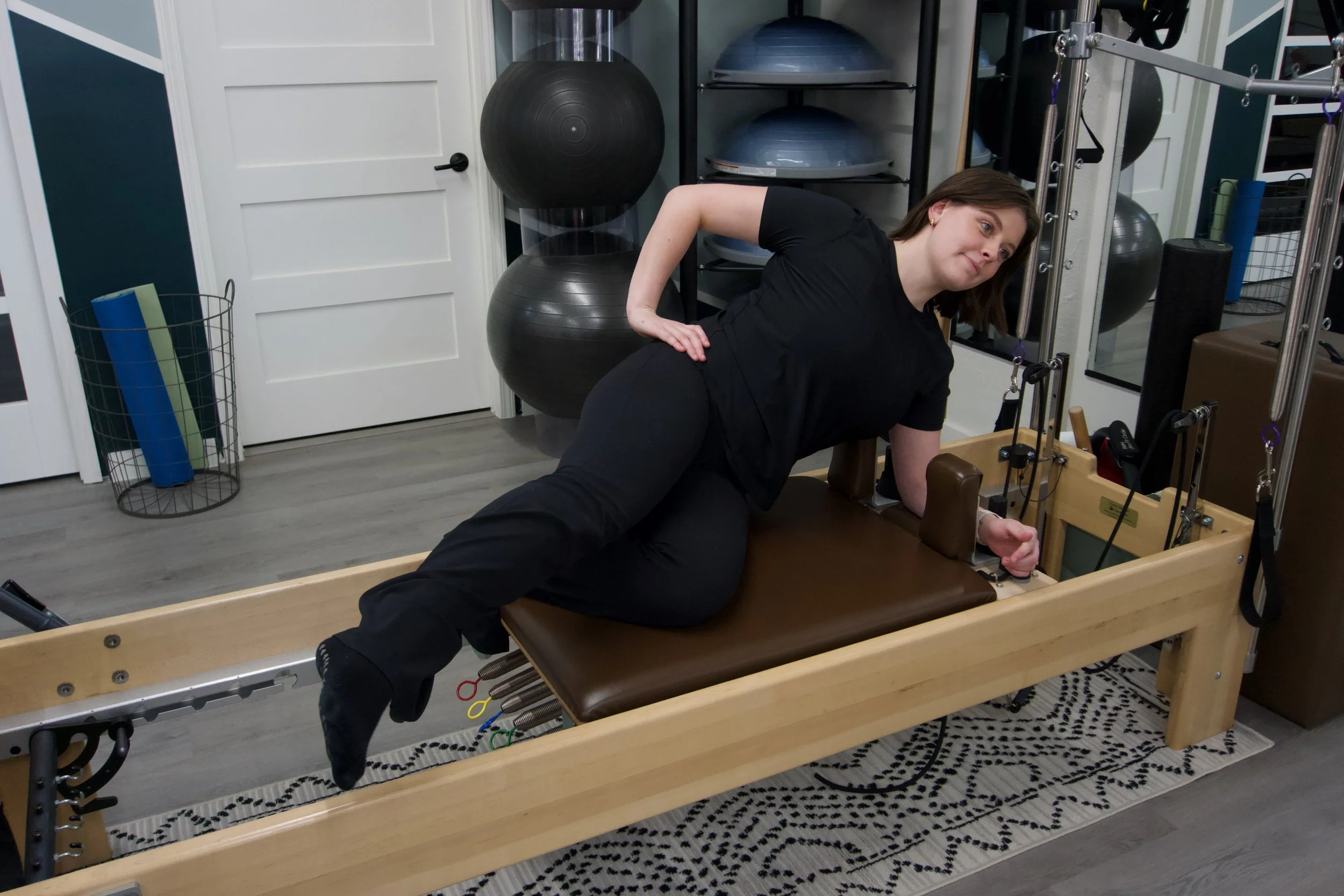 Two women exercising during a Jumpboard class at Rise.