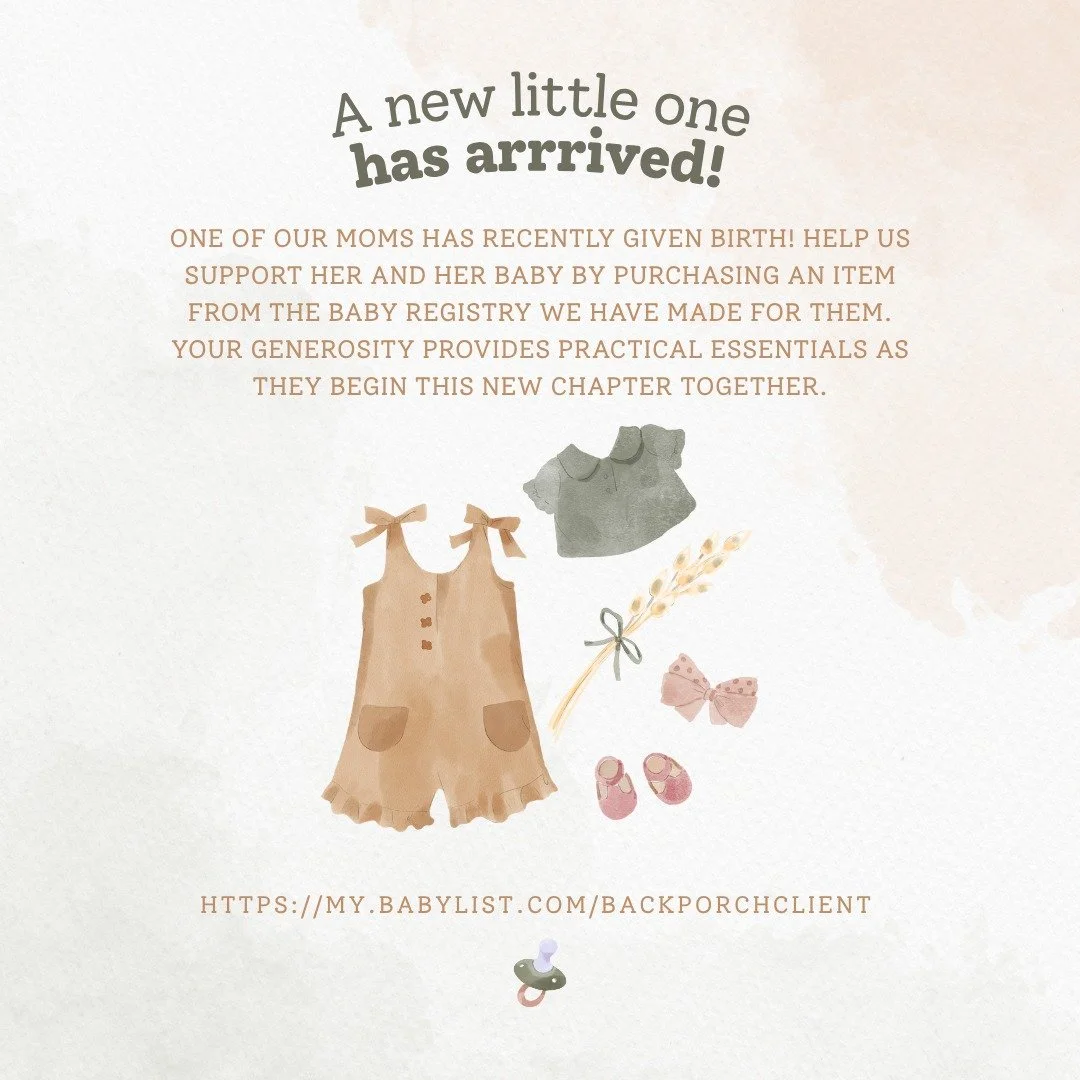 We are excited to announce that we are hosting a private baby shower for one of our clients! We&rsquo;ve created a registry to welcome and celebrate the mother and her baby. The items will be ordered to The Back Porch for the mother, but we&rsquo;re 