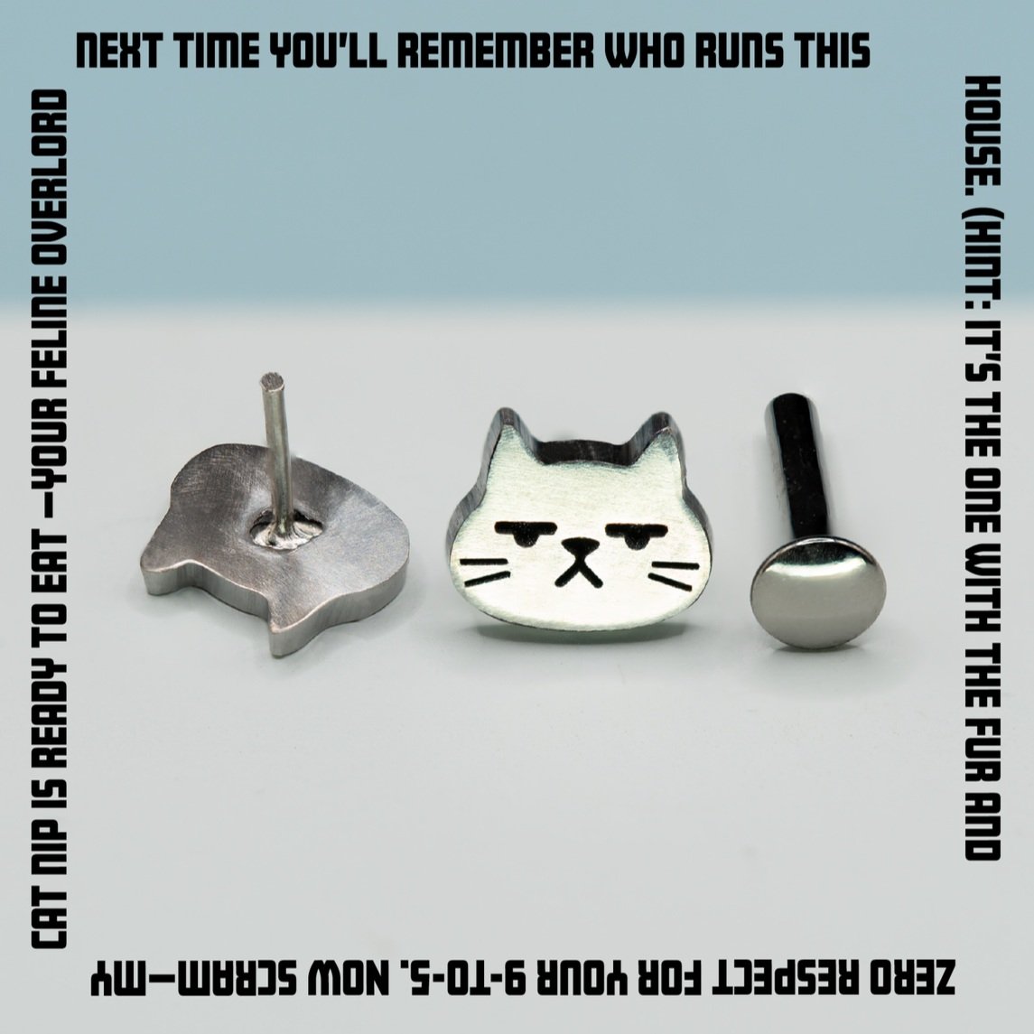 Grumpy Cat Titanium Stud Earring