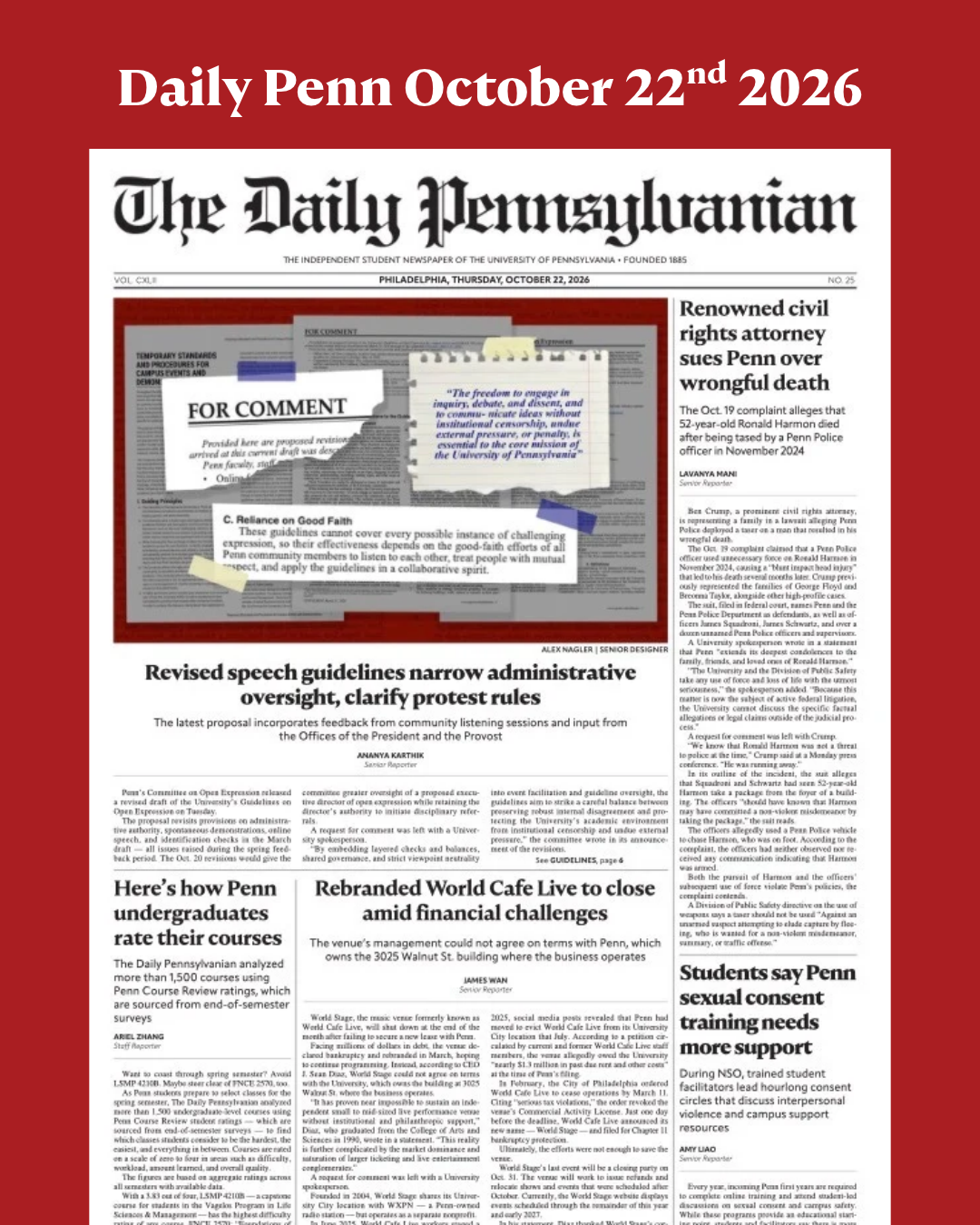 Daily Penn October 22nd 2026 