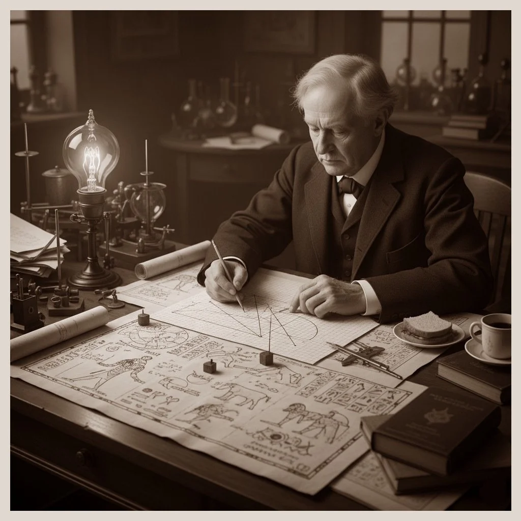 Thomas Edison working on Cartesian coordinates