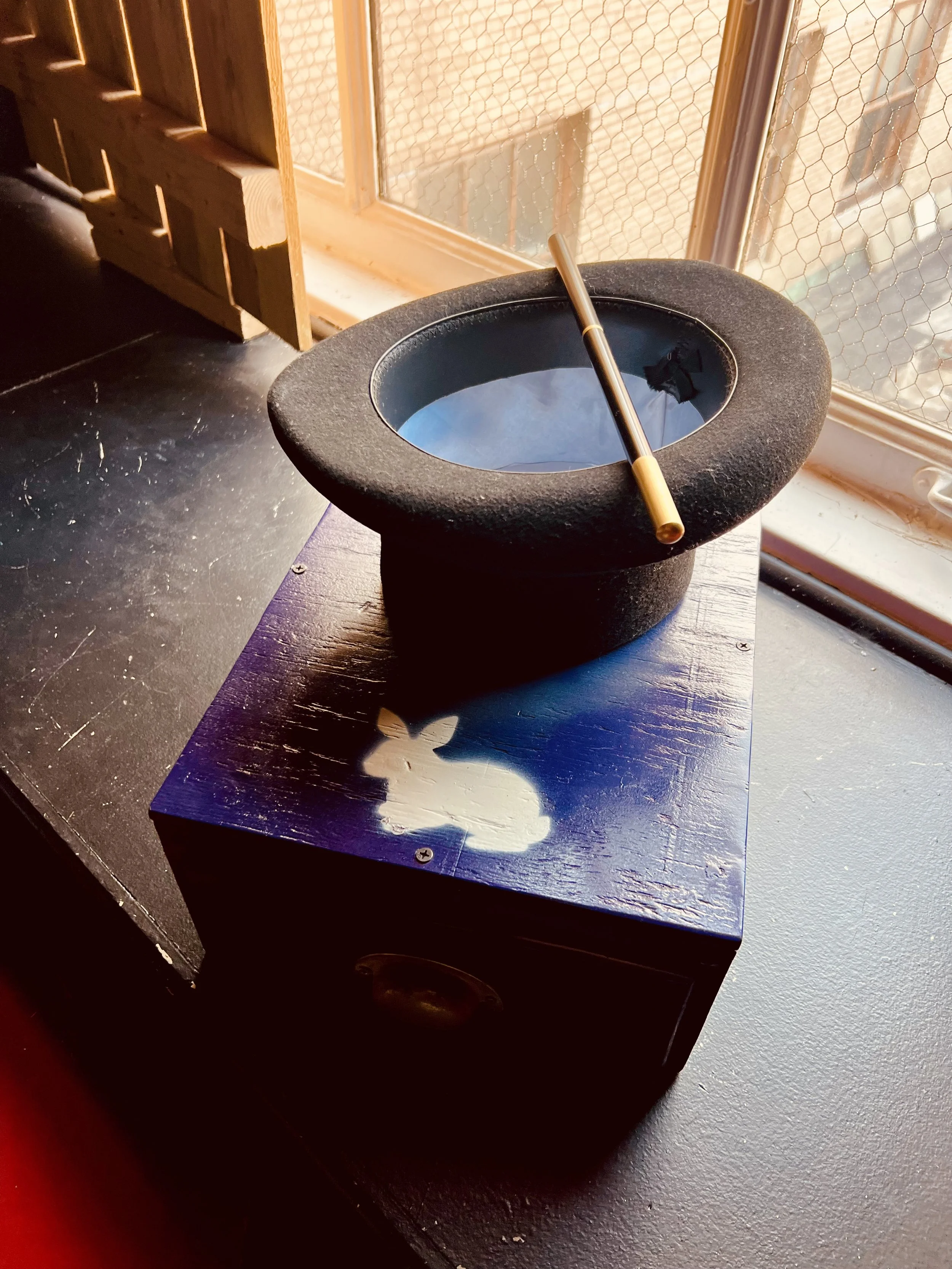 Magic hat and rabbit box hand-built prop