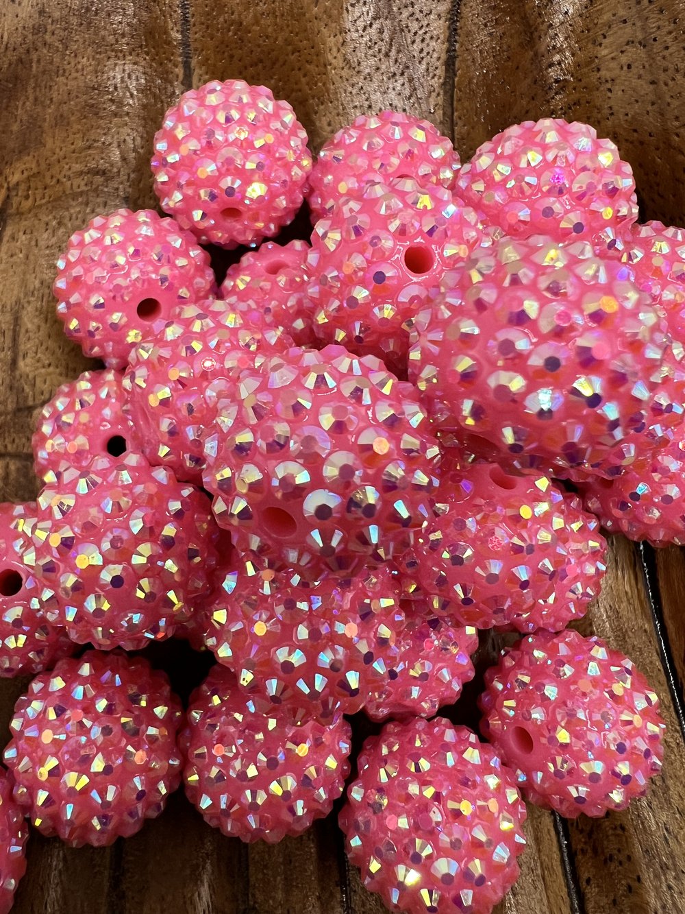 20mm Rainbow Confetti AB Rhinestone Bubblegum Beads
