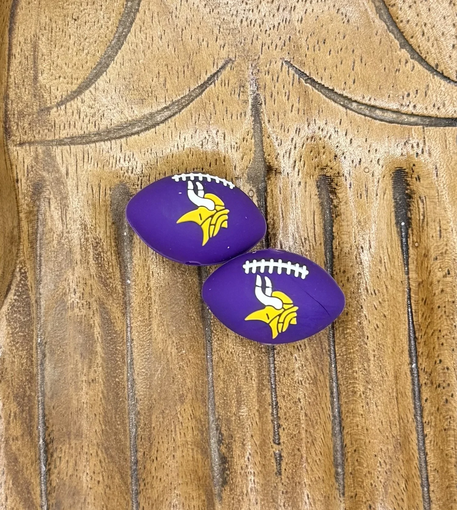 3d Silicone Vikings Football focal beads (2 beads per package