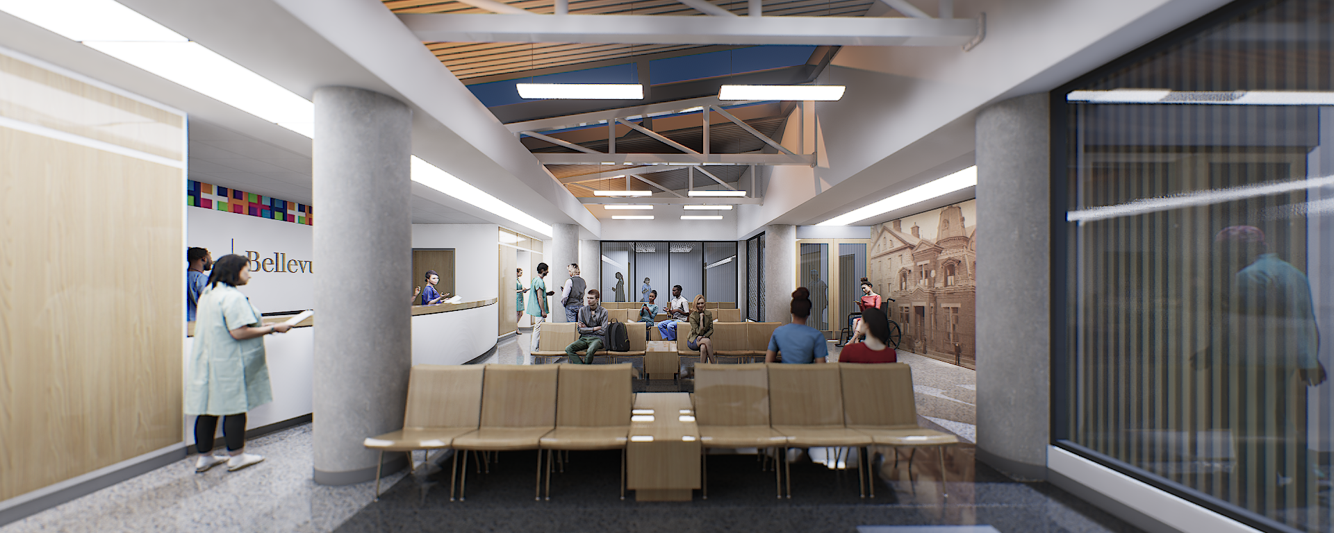 Bellevue hospital waiting room concept. 