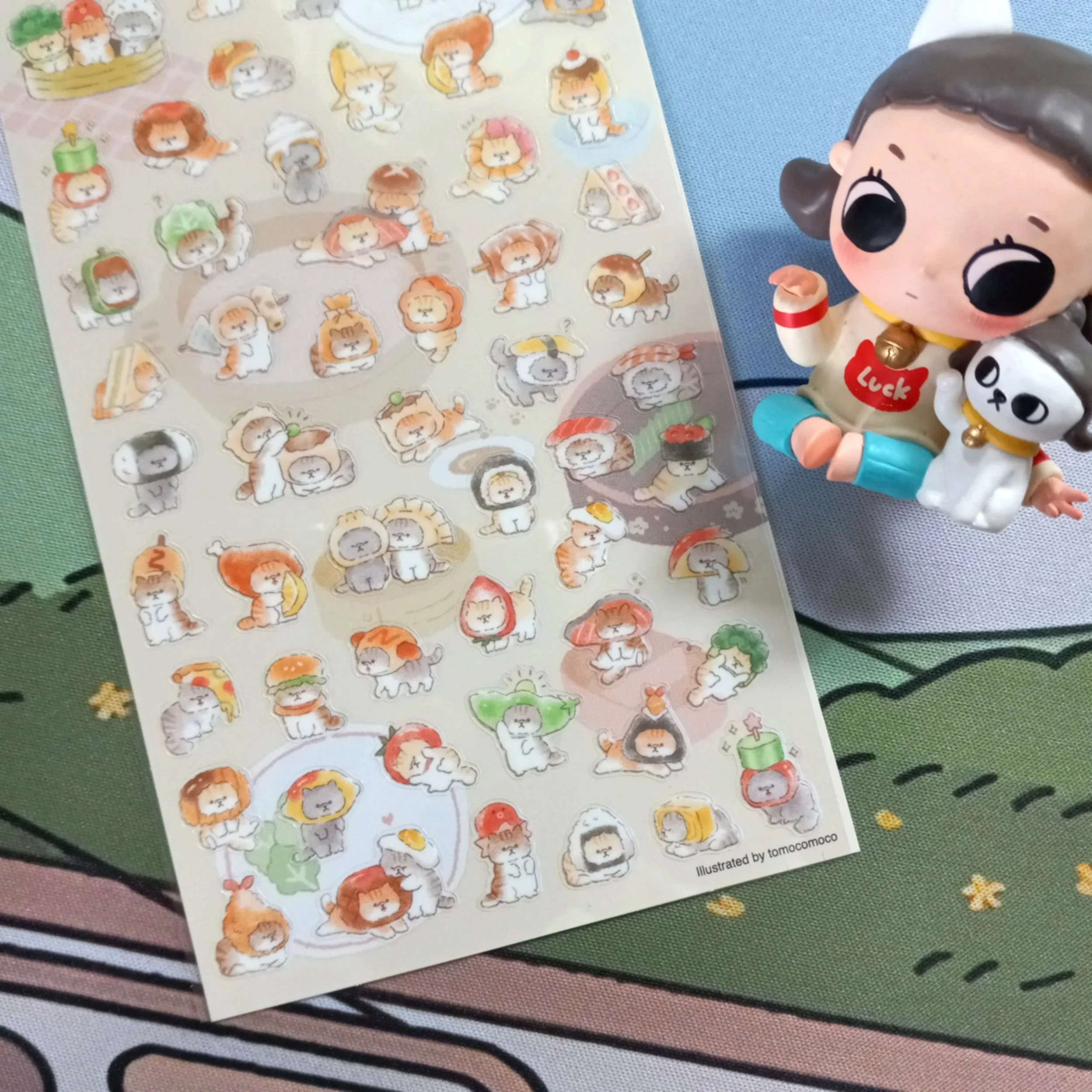 Okaburineko sticker sheet featuring playful kawaii cats by Mind Wave