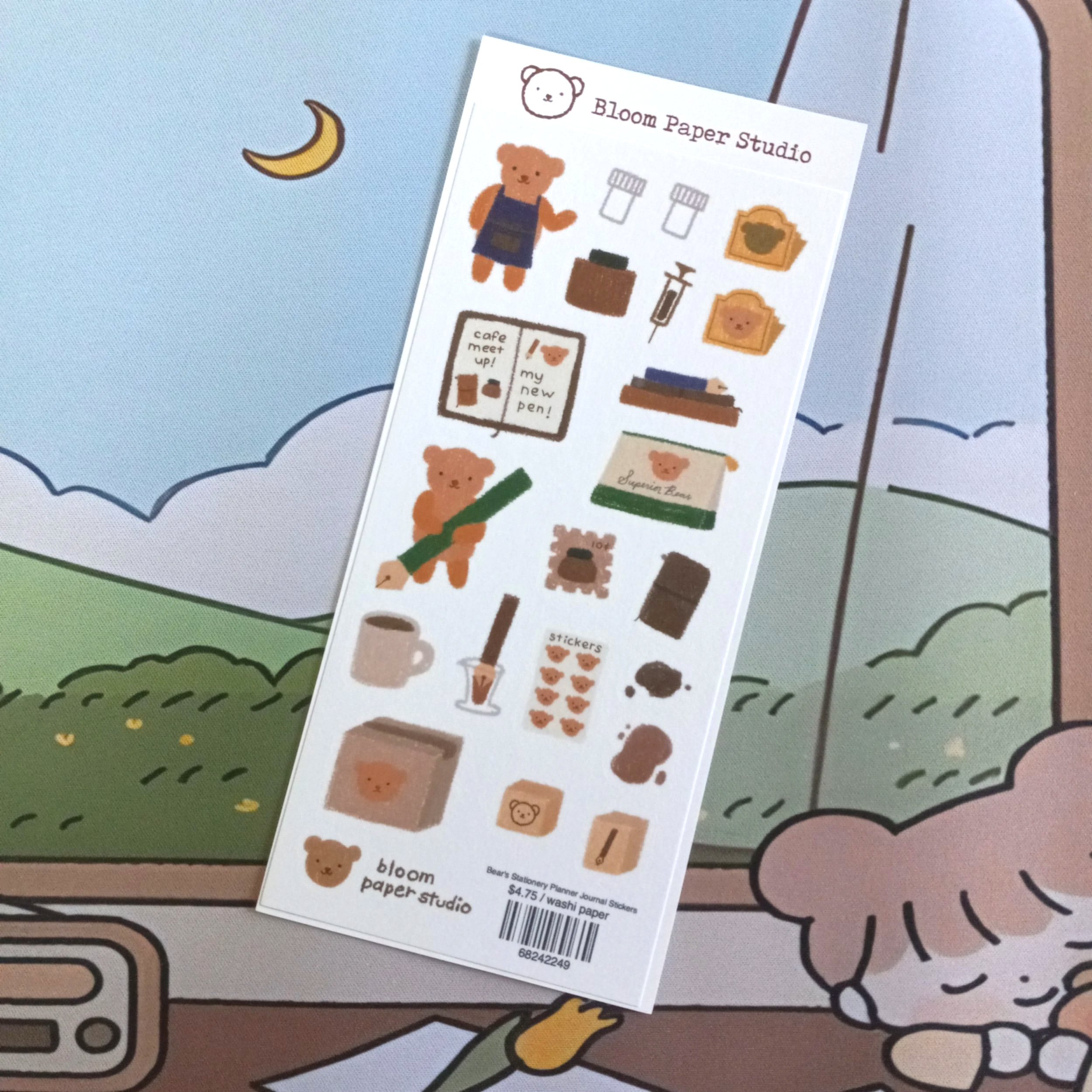 Bloom Paper Studio - Washi Paper Stickers - Bear's Stationery Planner Journal