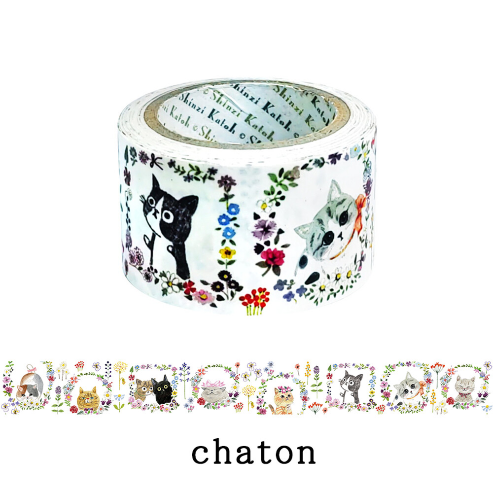 Seal-Do Shinzi Katoh Washi Tapes Chaton Cat Flower — The