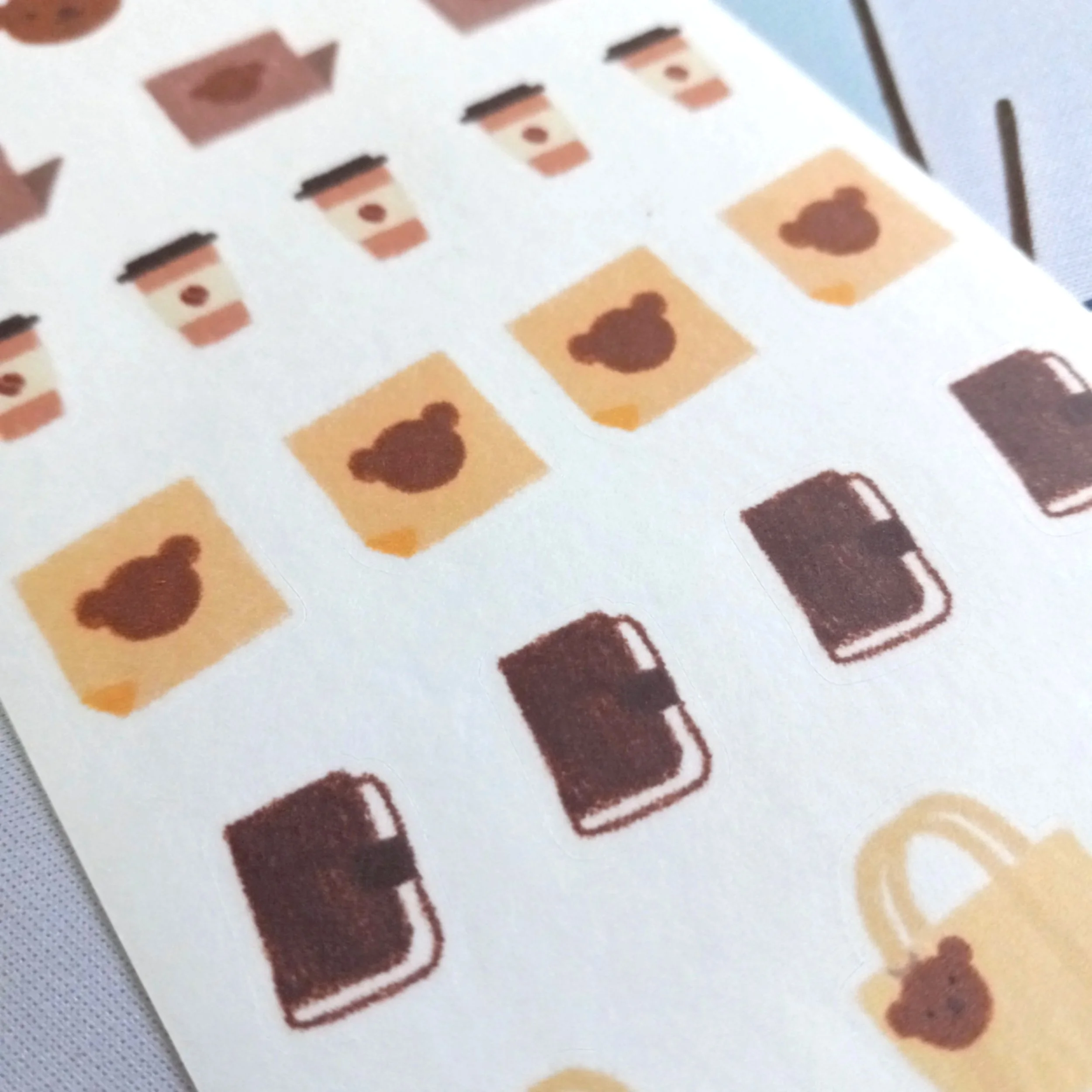 Bloom Paper Studio Choco’s Daily Life sticker sheet with cozy work and study lifestyle designs