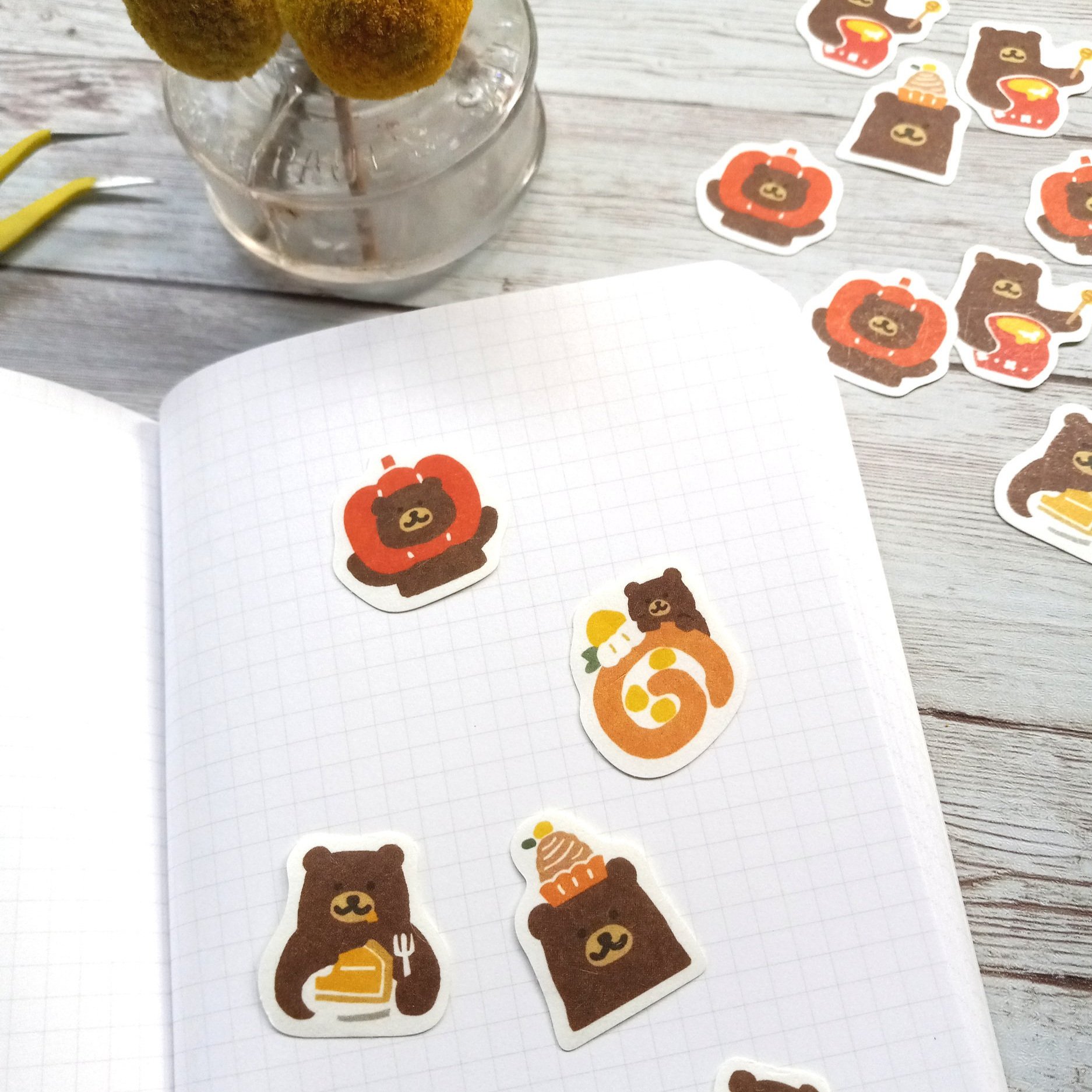 Furukawashiko Flake Stickers Bear With Sweets || The Stationery Pocket