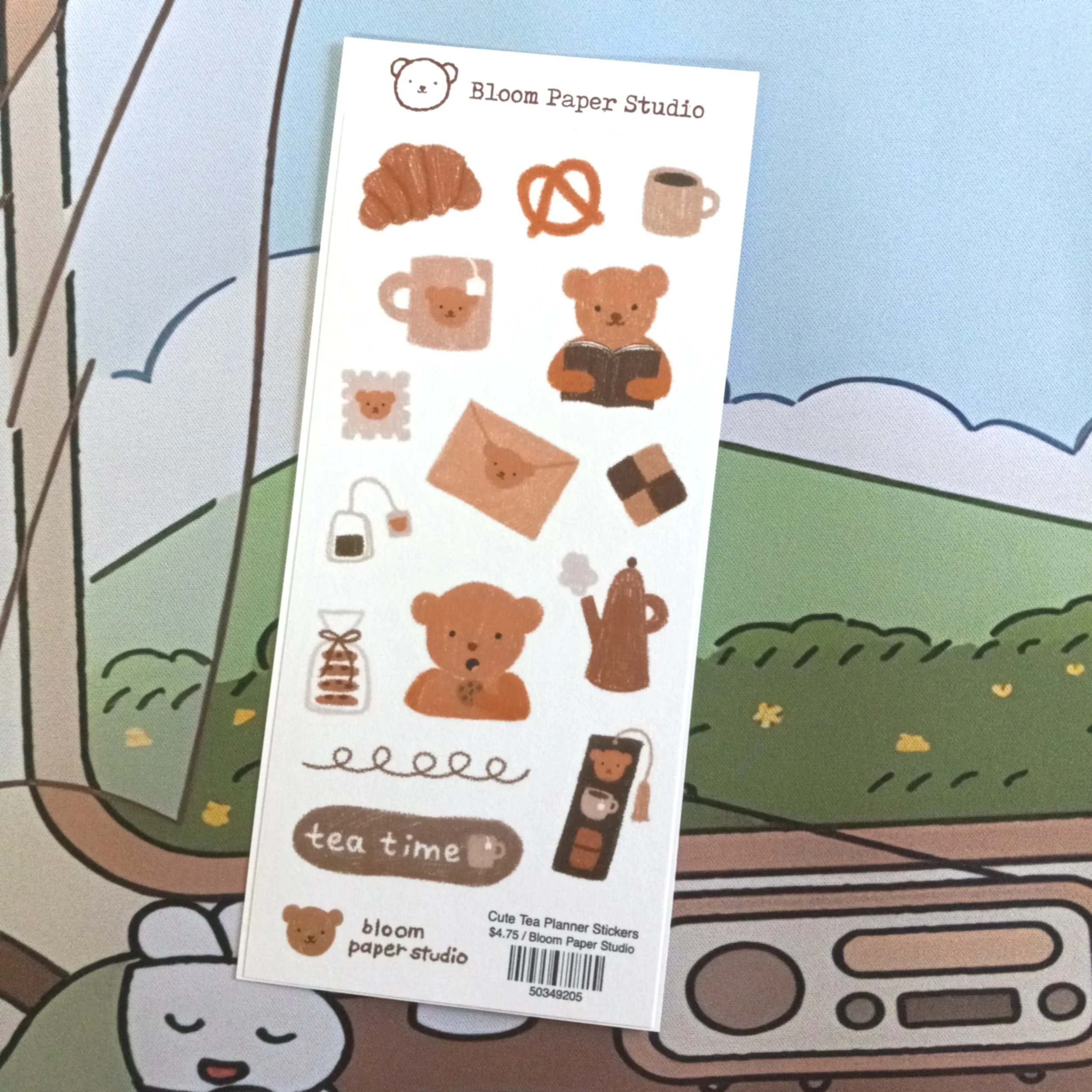 Bloom Paper Studio - Washi Paper Stickers - Cute Tea Planner