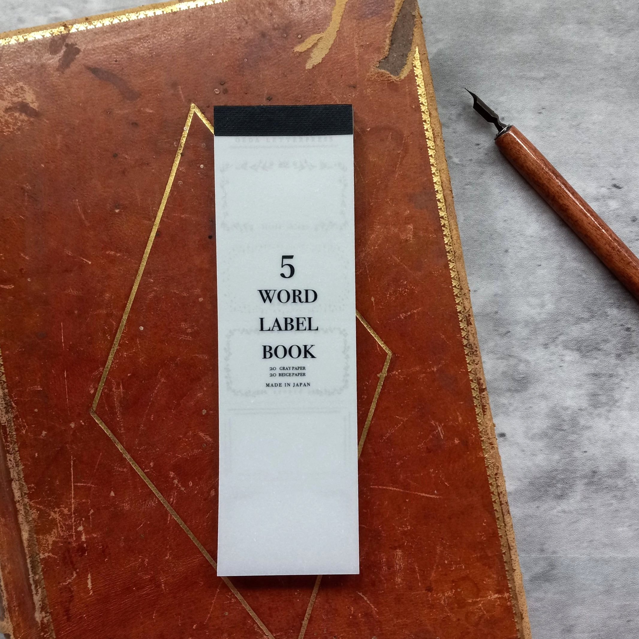 OEDA Letterpress Memo Pads - 5 Word Label Book - Gray & Beige || The Stationery Pocket