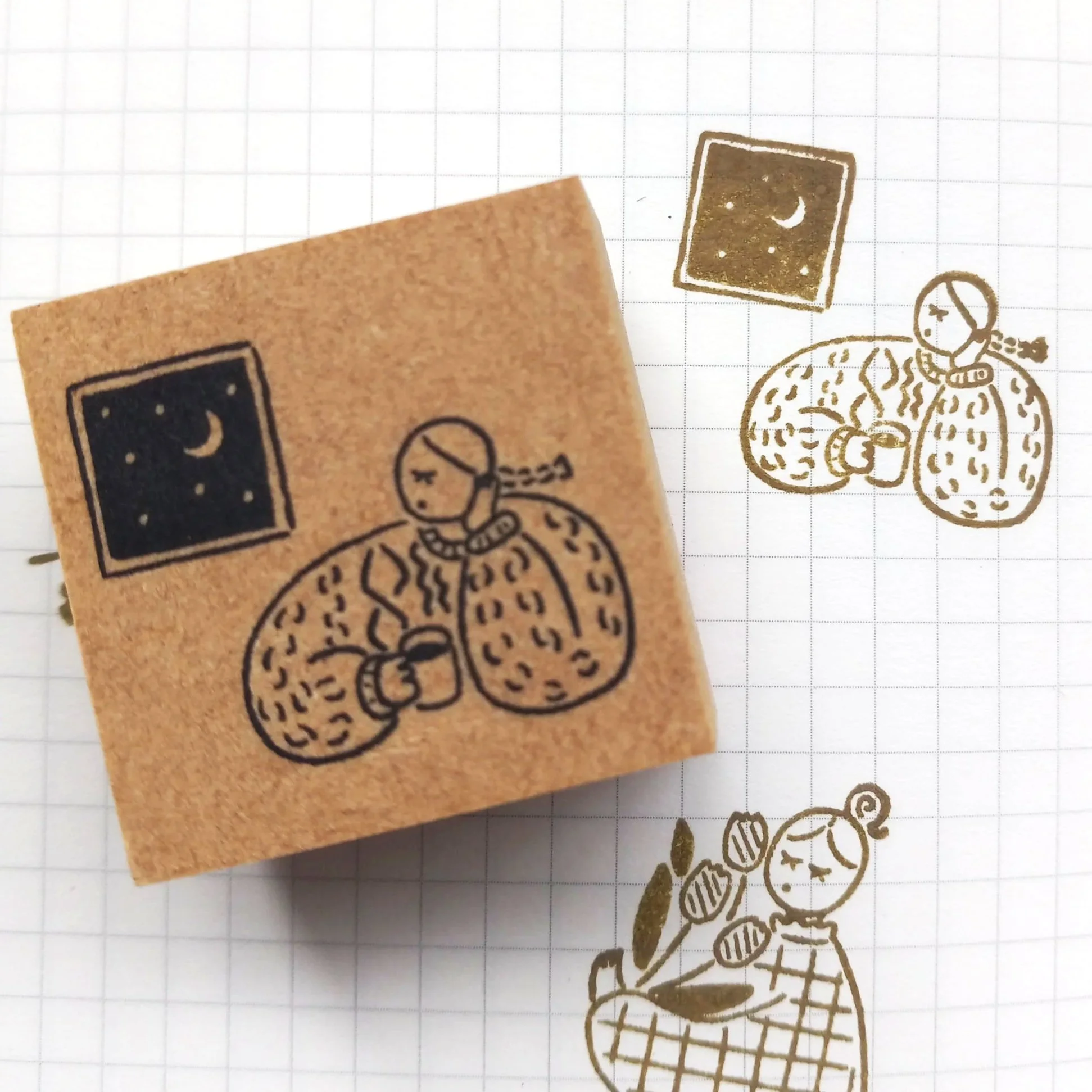 Nite Time Cafe rubber stamp by Stamp Marche, made in Japan