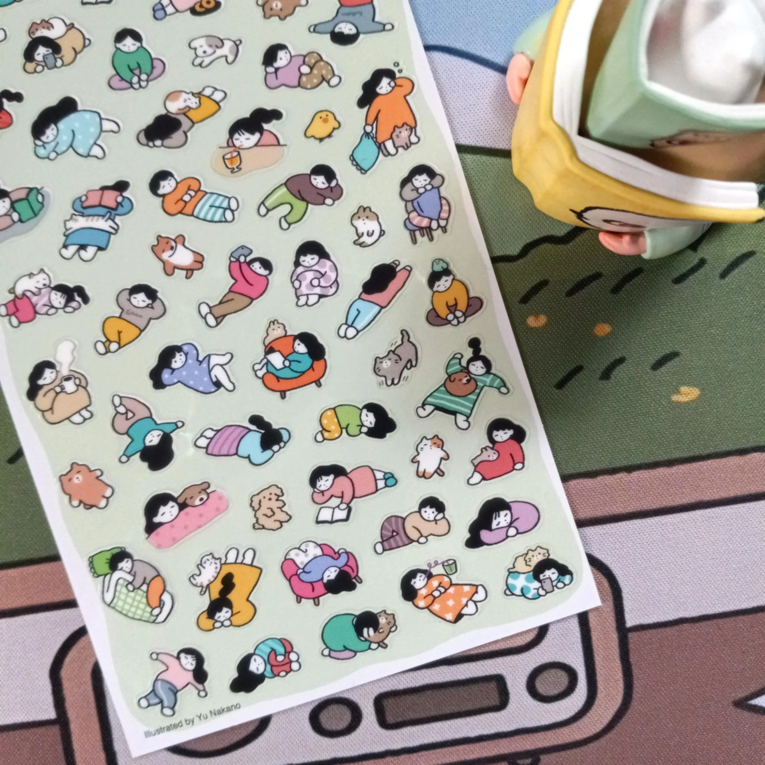 Mind Wave Gutarana Holiday sticker sheet with cozy lounging characters and cute stationery aesthetic