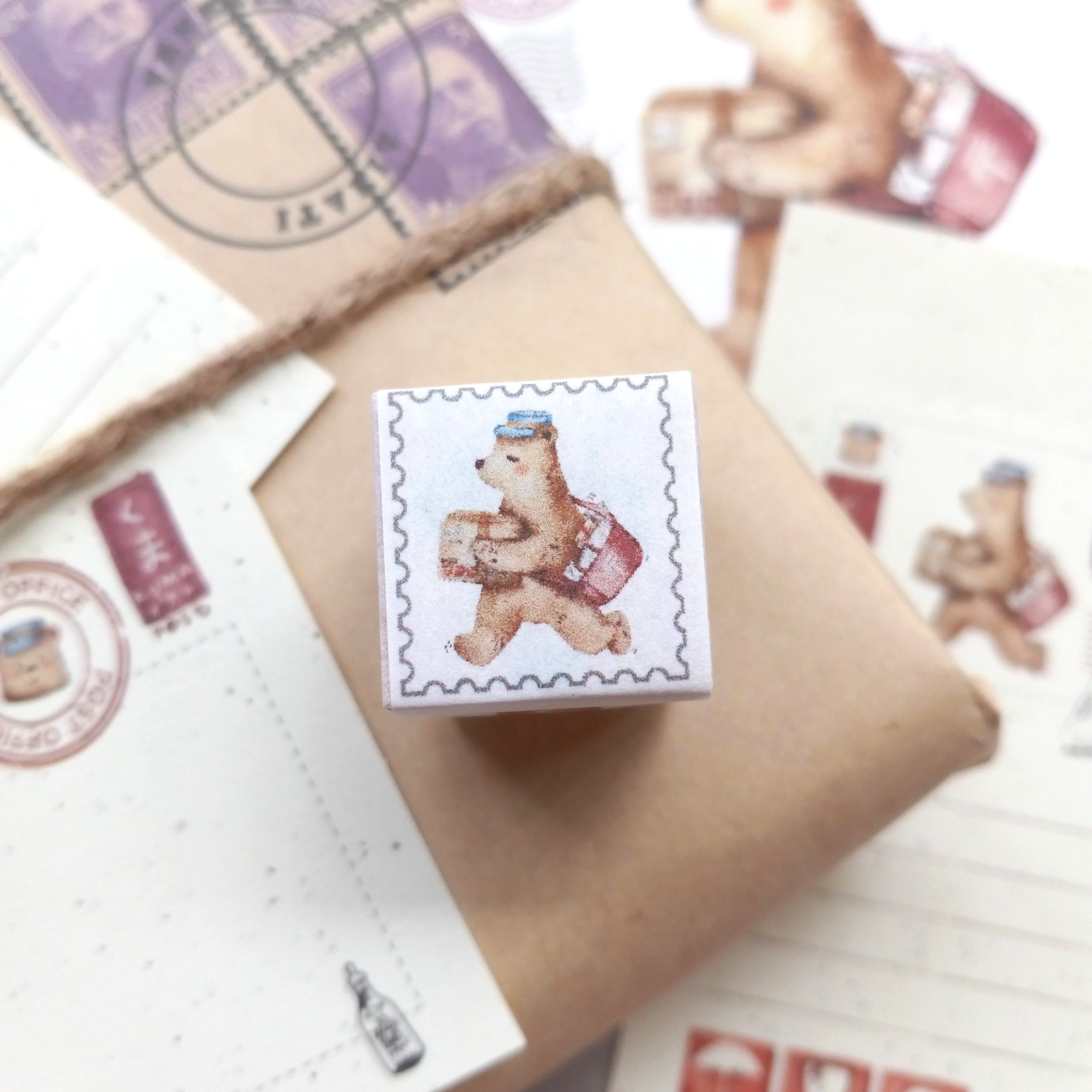 Black Milk Project Rubber Stamp - Mini Kuma Post - Delivery || The Stationery Pocket