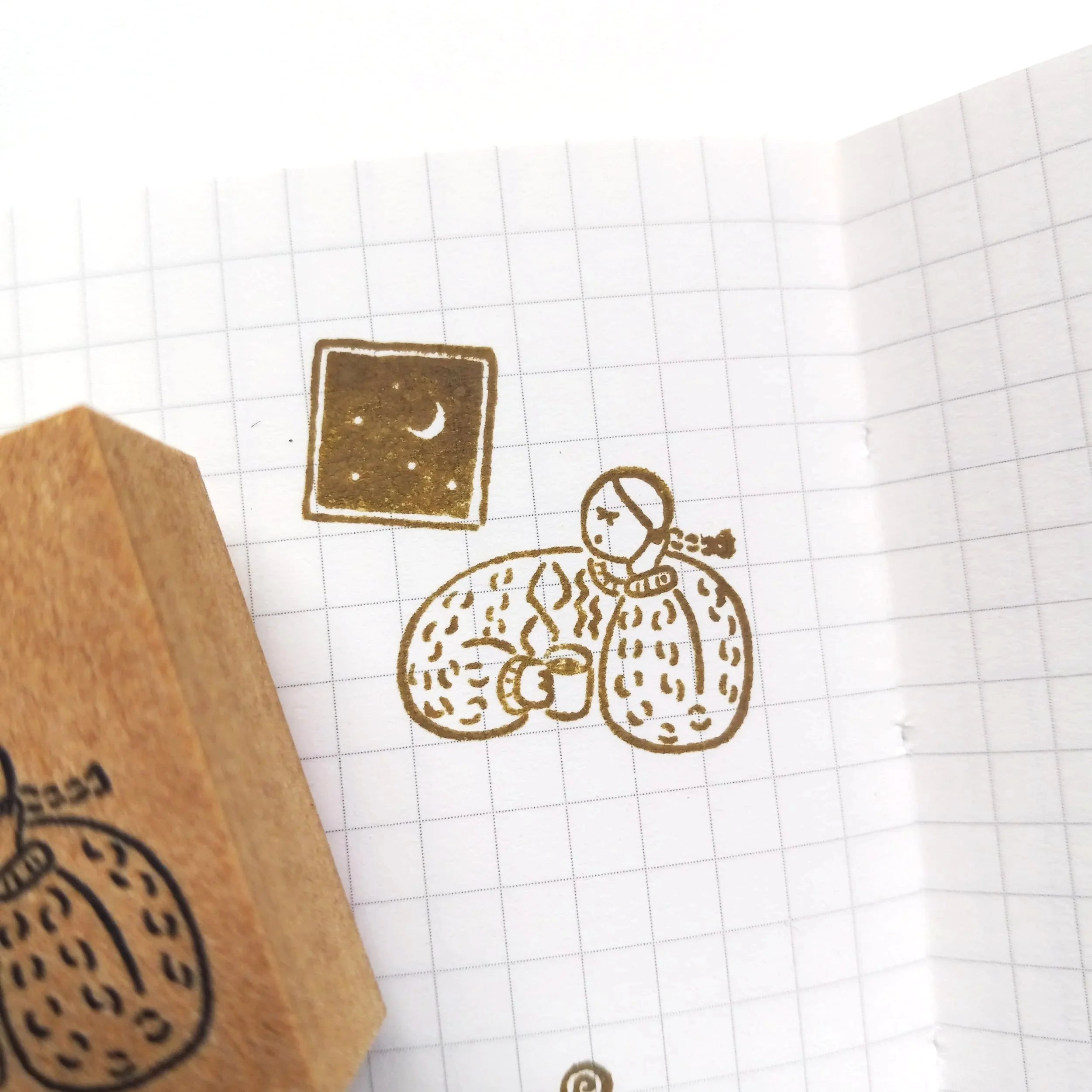 Stamp Marche Nite Time Cafe design detail on rubber stamp