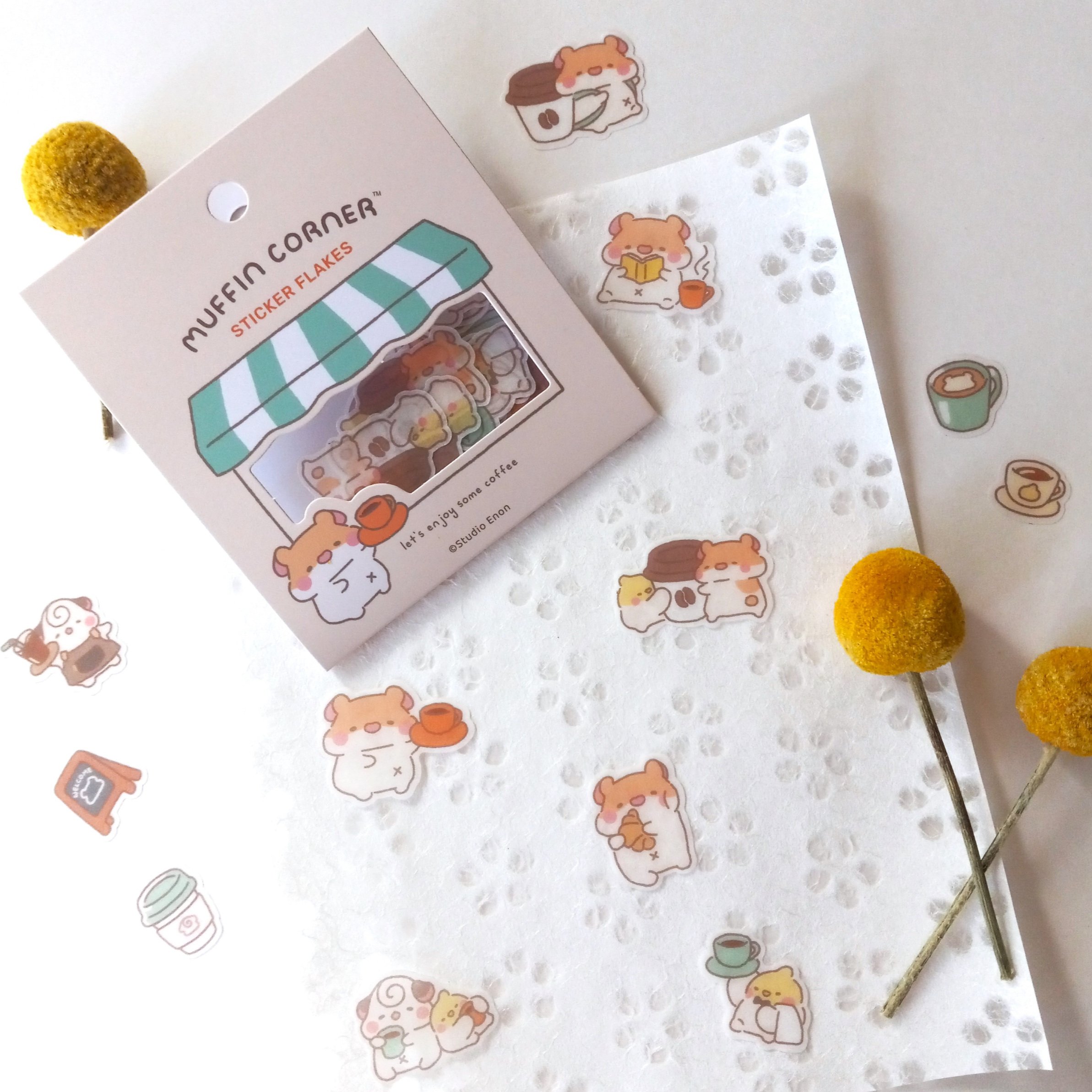 Studio Enon Muffin Corner Coffee Shop Flake Stickers || The Stationery Pocket