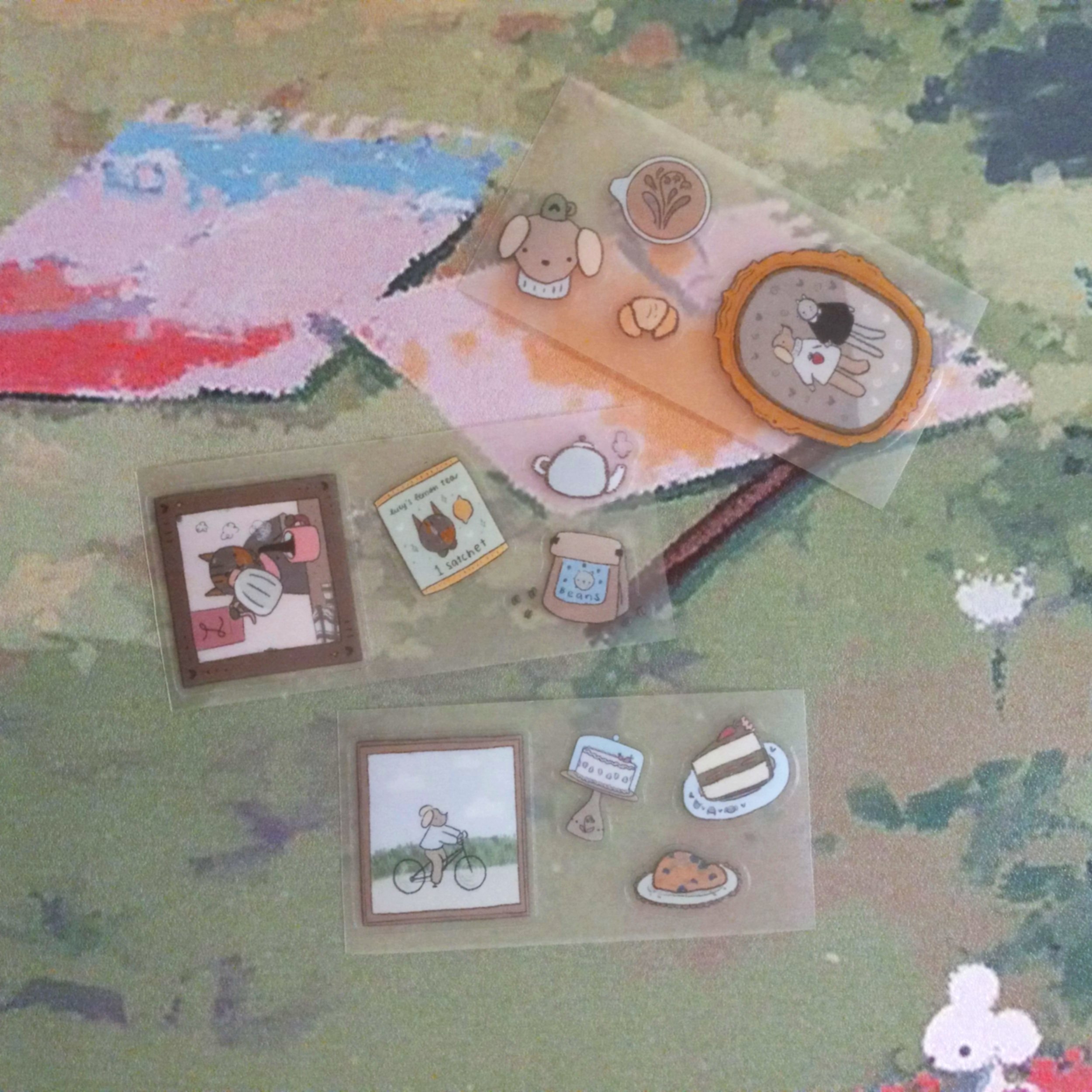 Saturday at the Cafe PET tape roll with illustrated cafe scenes and stationery artwork
