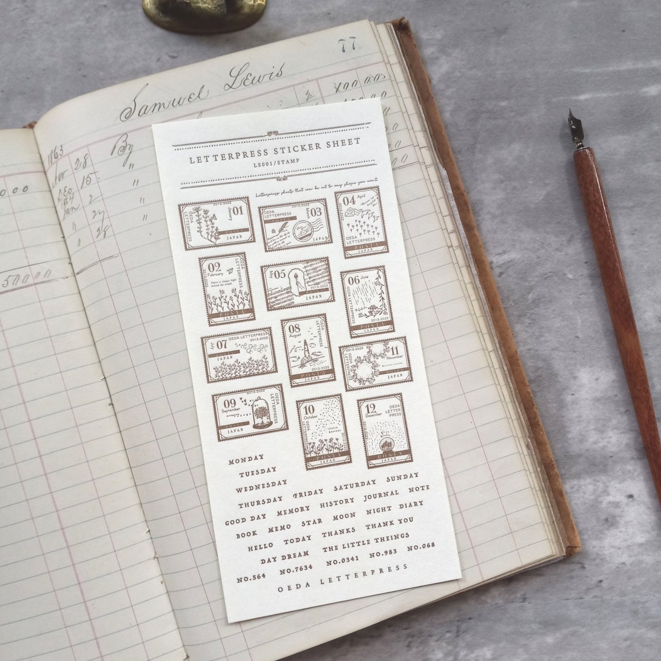 OEDA Letterpress Stamps Sticker Sheet - Bronze || The Stationery Pocket