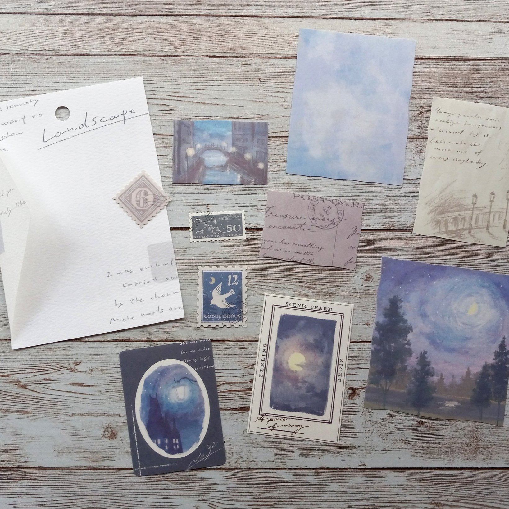 Mind Wave Flake Stickers Landscape Moonlight || The Stationery Pocket