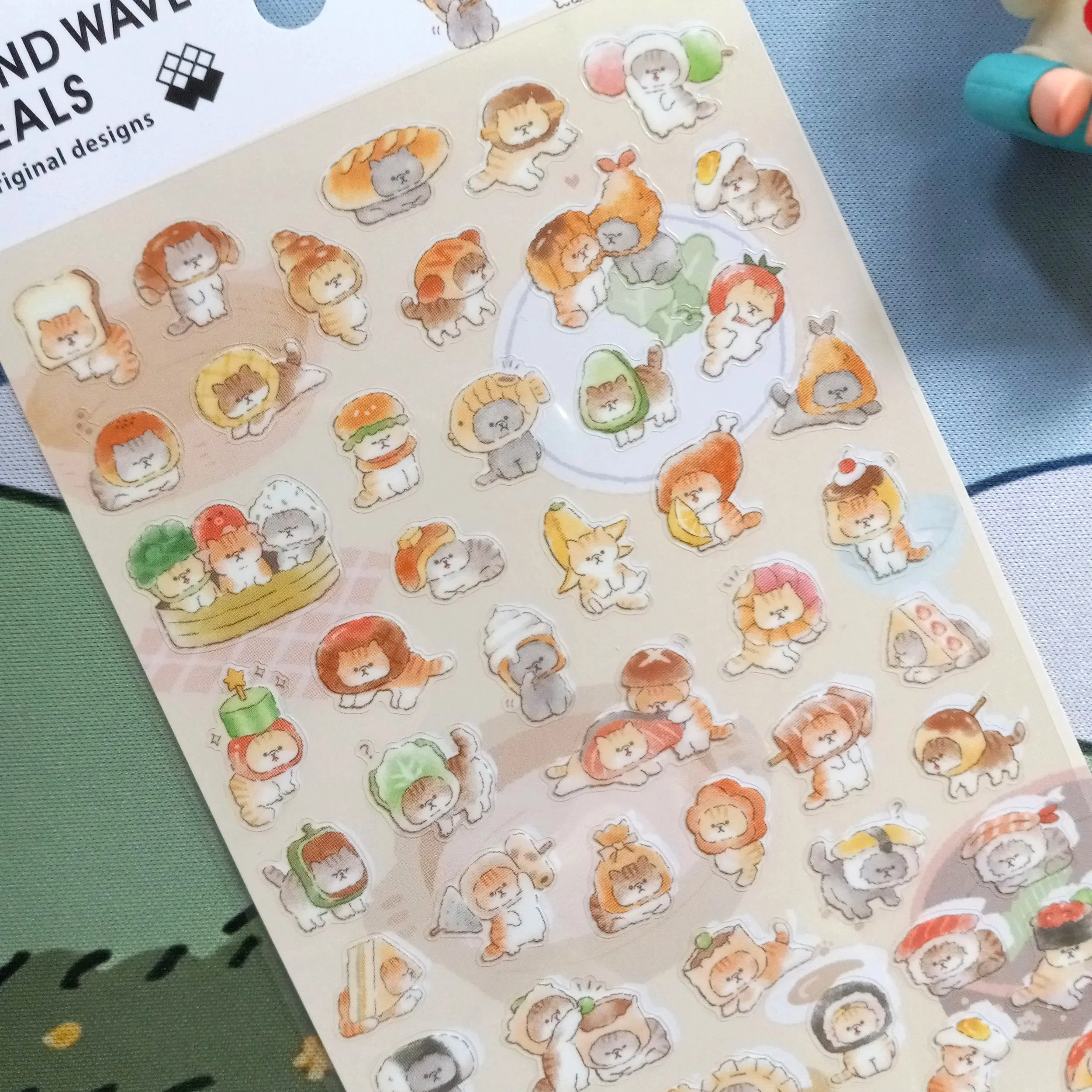 Cute Okaburineko cat stickers by Mind Wave for decorating planners, notebooks, and scrapbooks