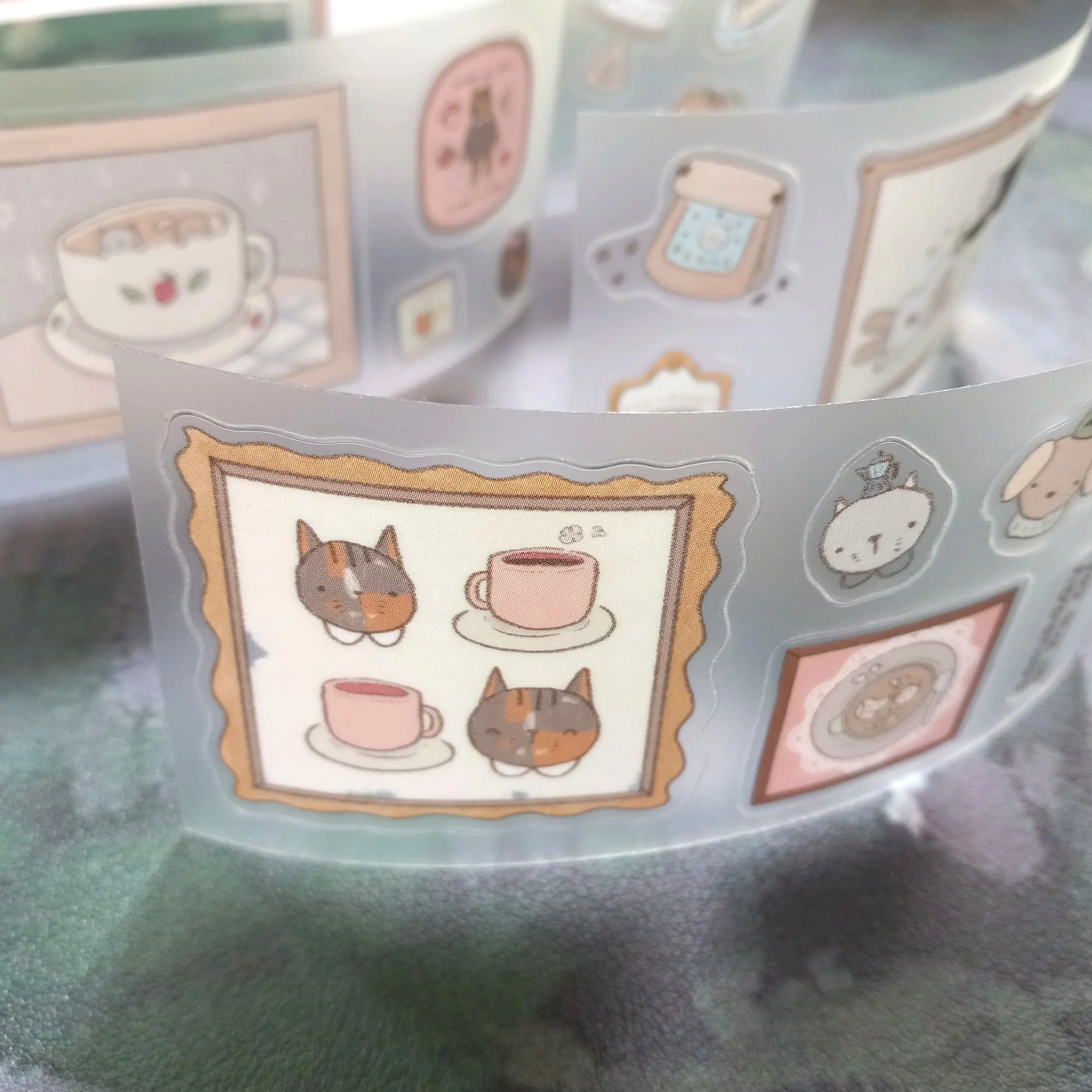 Decorative stationery PET tape with illustrated cafe moments by Dana Ate Oatmeal