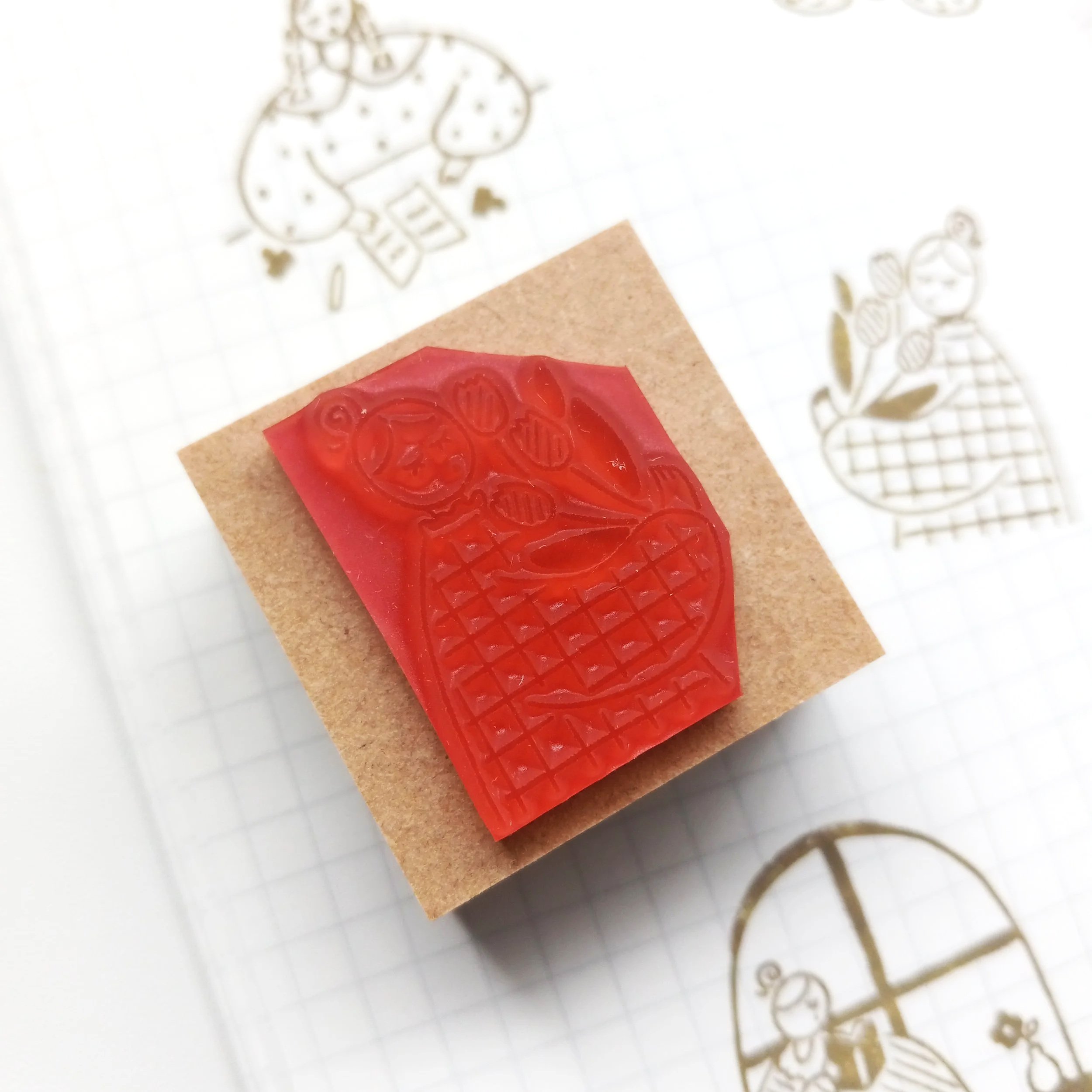 Bouquet of Tulips Japanese rubber stamp, 30mm wood mounted