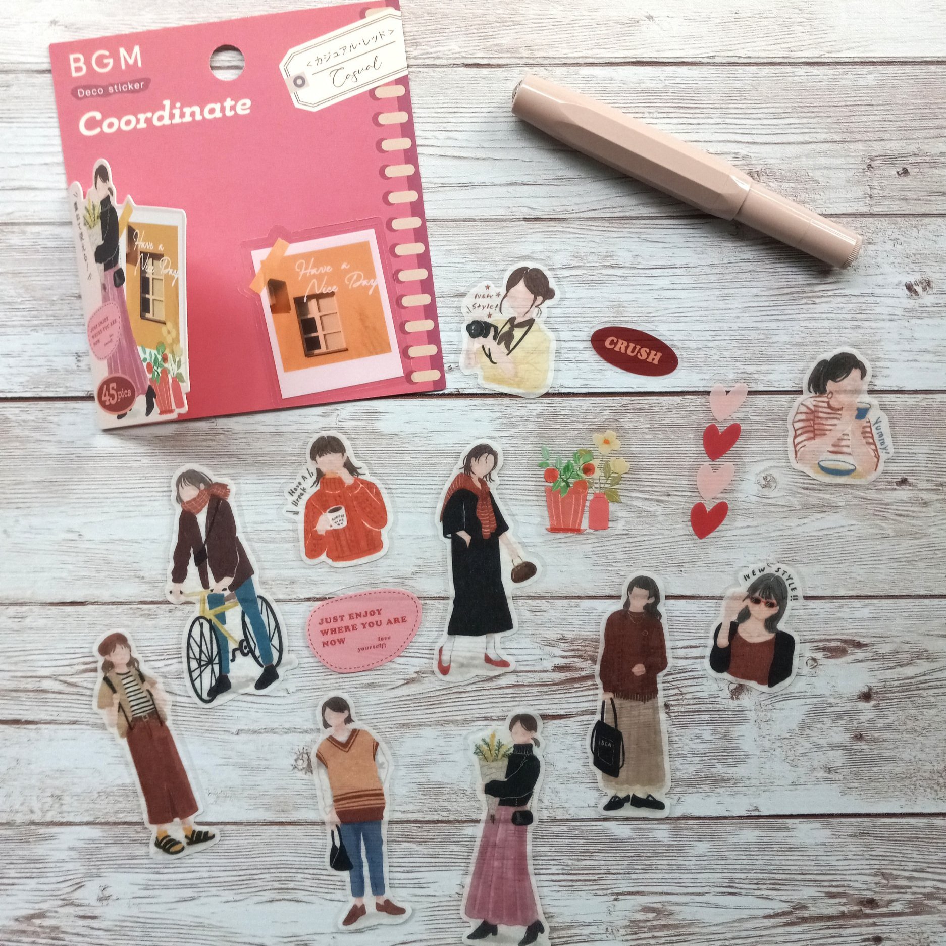 BGM Flake Stickers Casual Red Coordinate || The Stationery Pocket