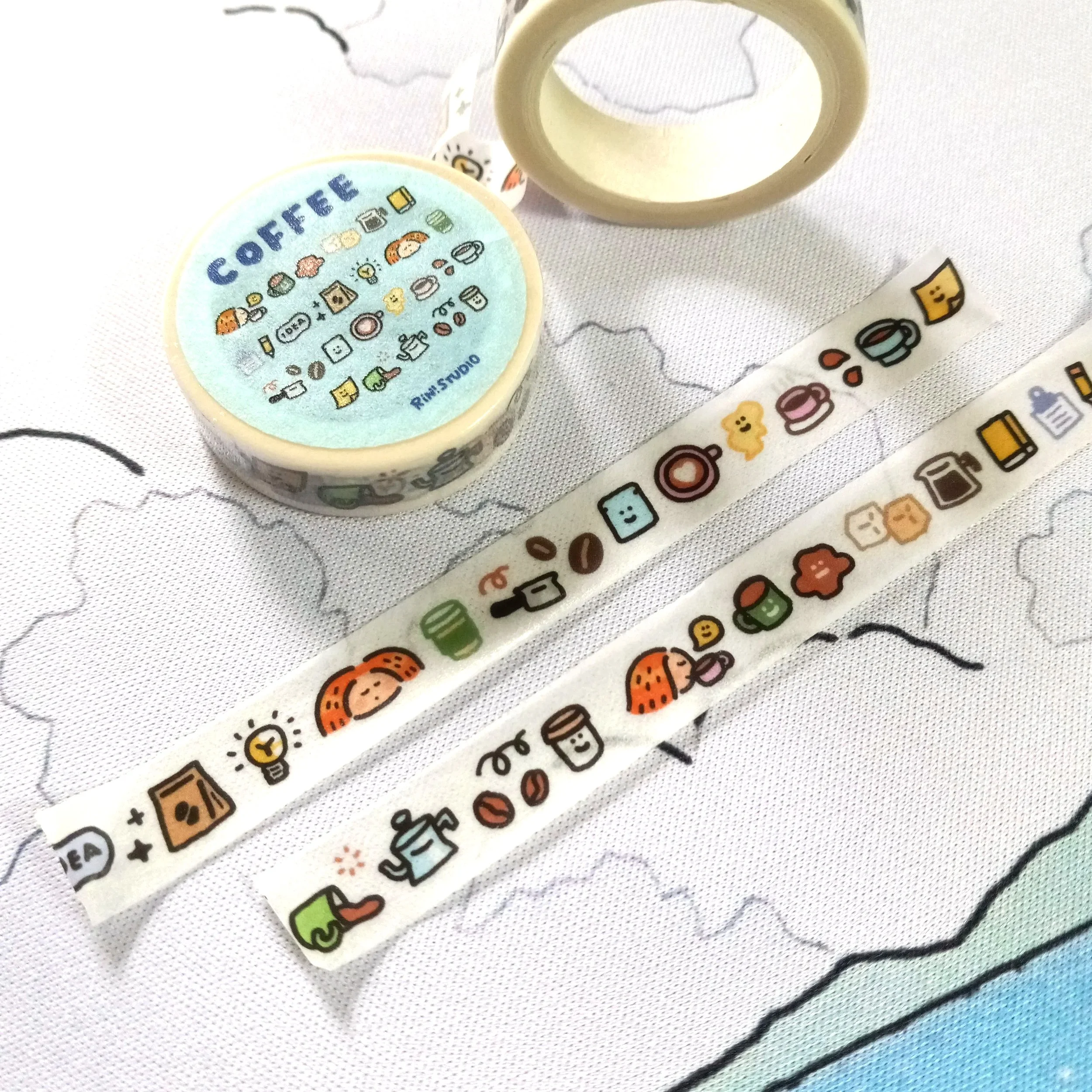 RiN! Studio - Kawaii Coffee Mini Washi Tape - Mini Emoji, Scrapbooking Craft Tape