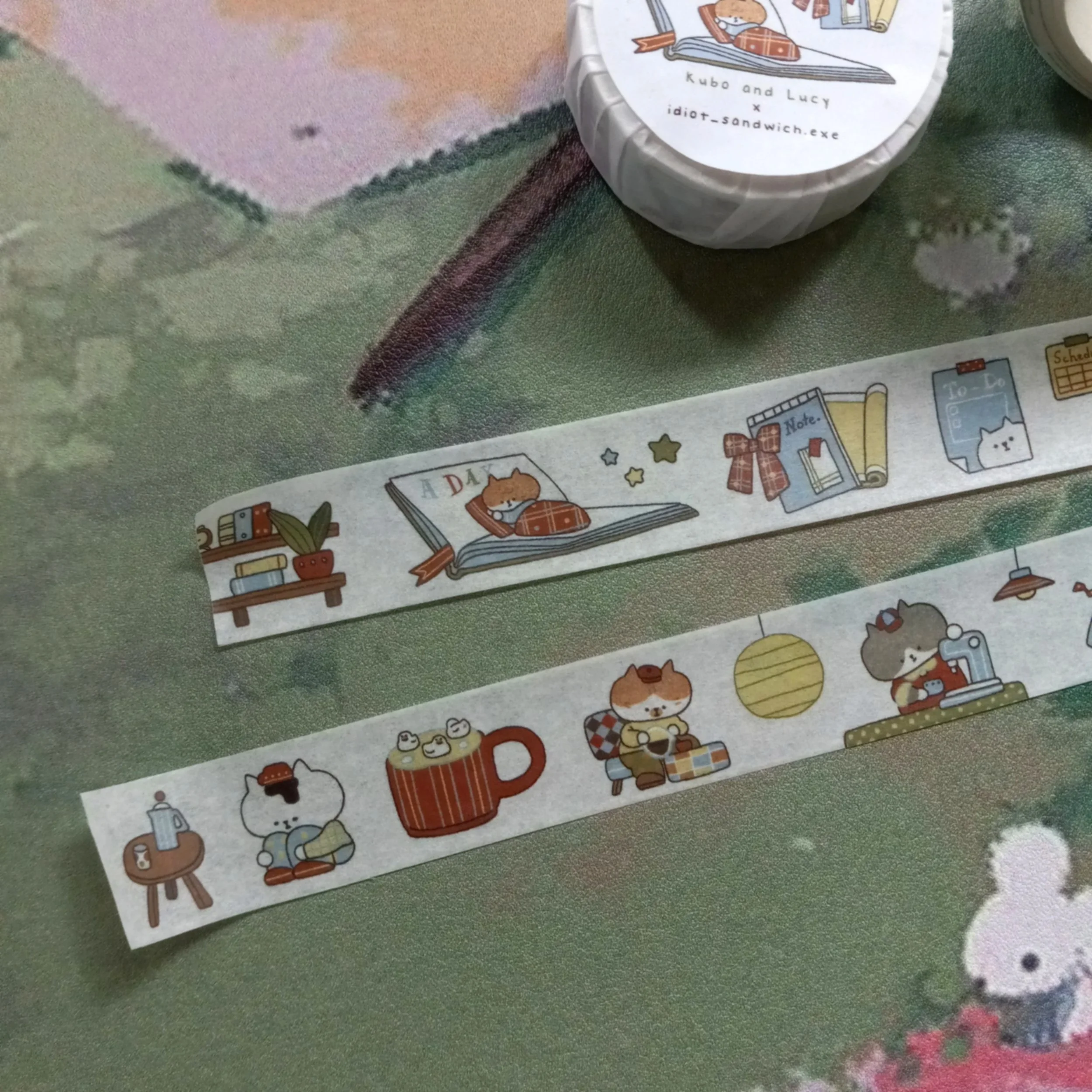 My Journal Sips V.1 decorative washi tape featuring stationery and coffee themed illustrations