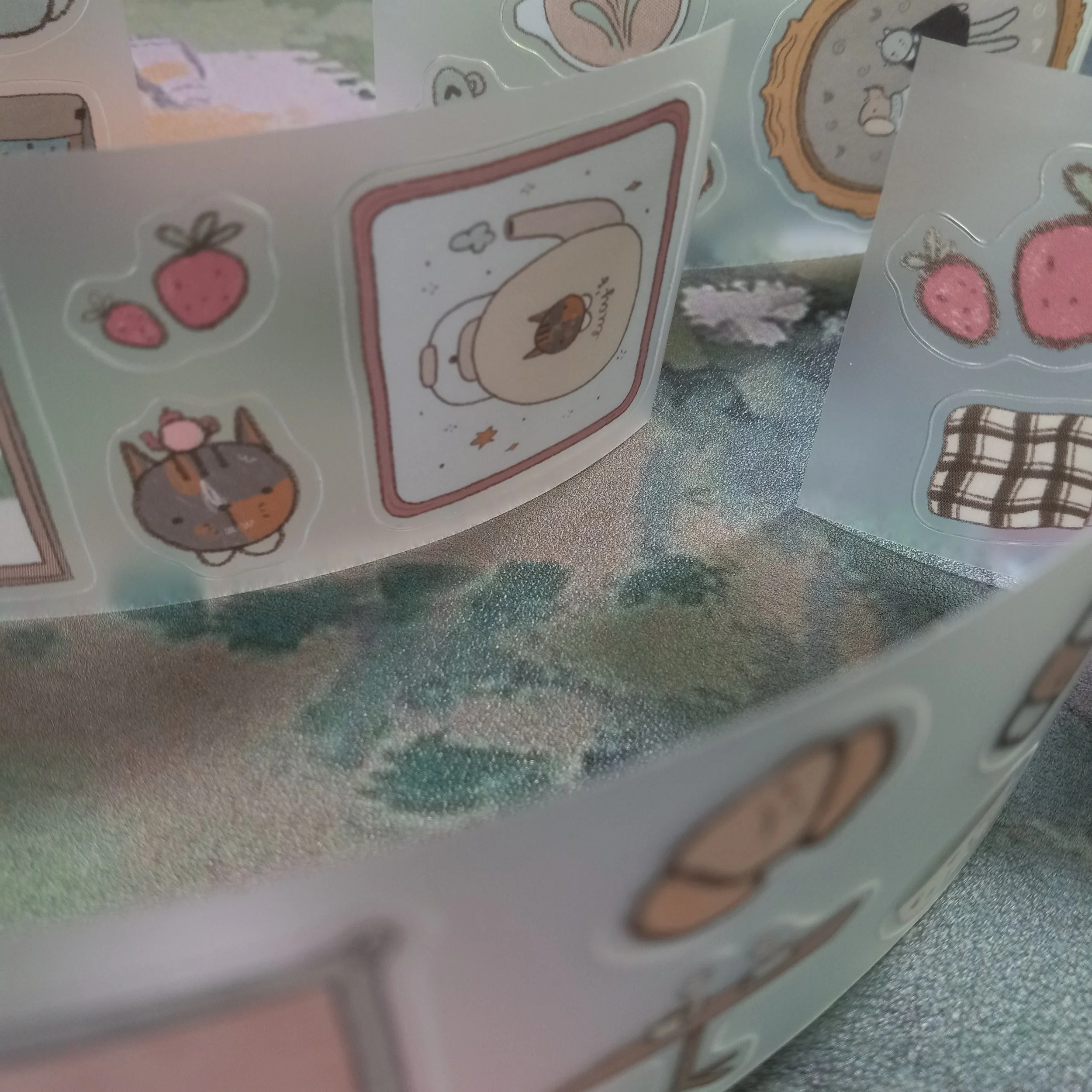 Stylish matte kiss-cut PET tape for journaling and stationery featuring cozy cafe artwork by Dana Ate Oatmeal