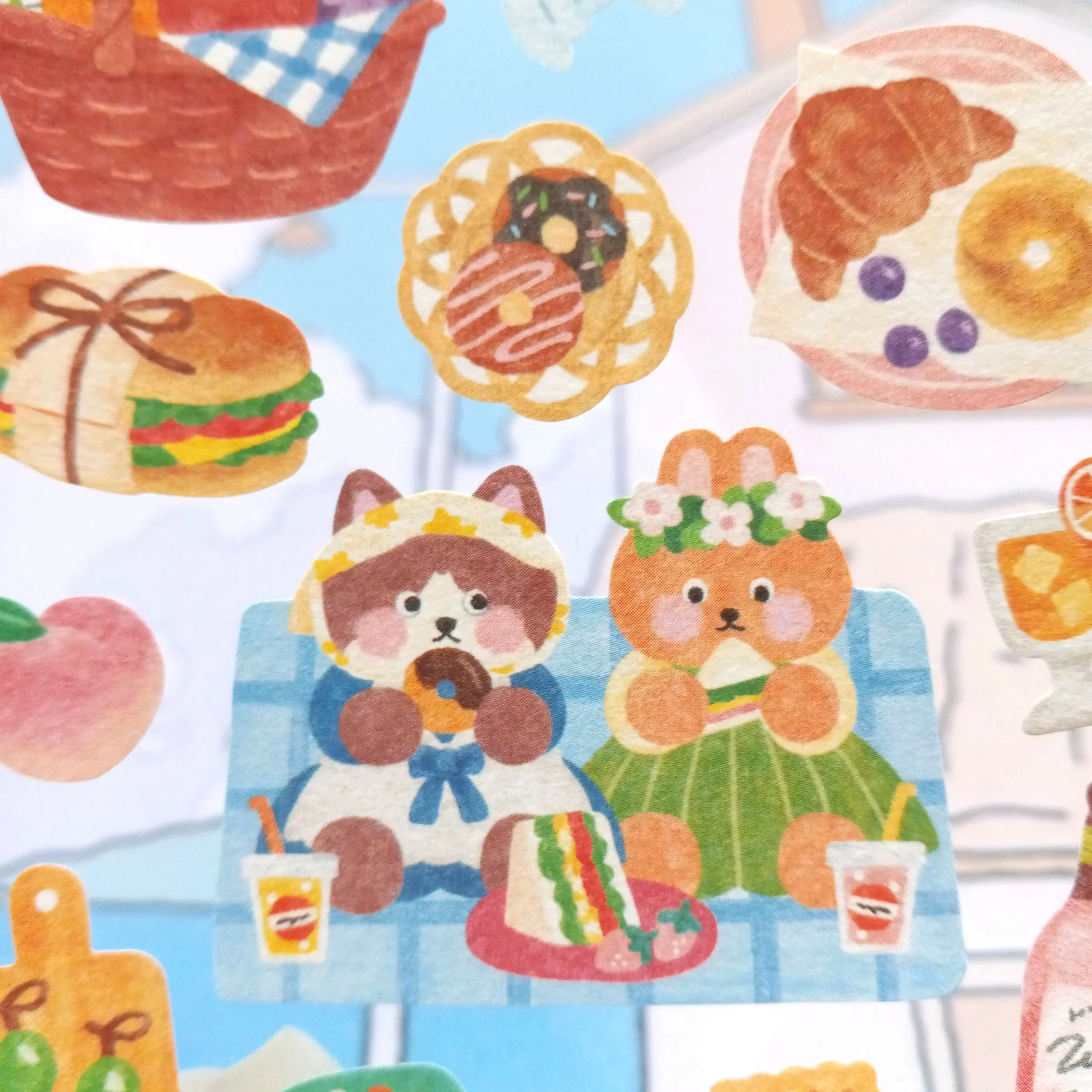 Cute Mind Wave Picnic sticker sheet with Tummy Happiness themed animals enjoying outdoor meals and cozy picnic illustrations for bullet journals and planners