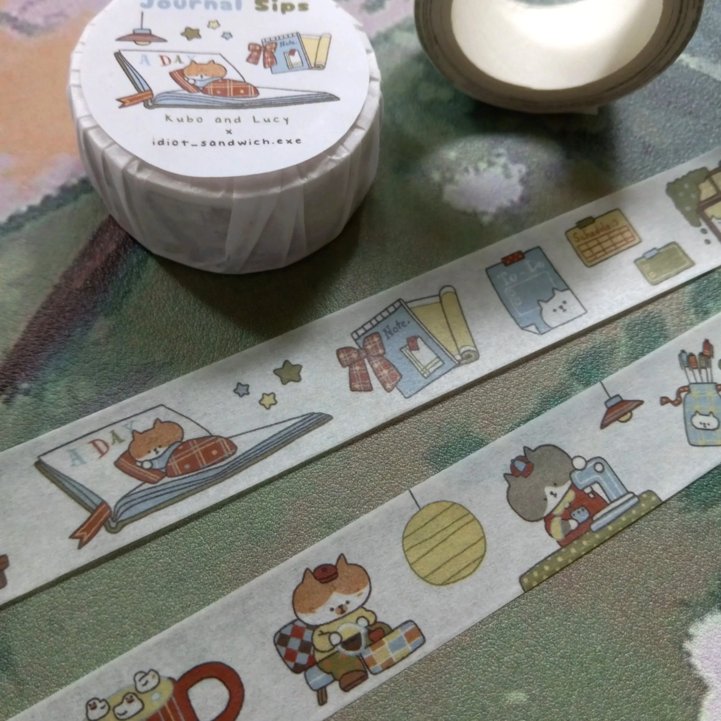 Decorative washi tape by KuboandLucy featuring My Journal Sips cafe journaling artwork