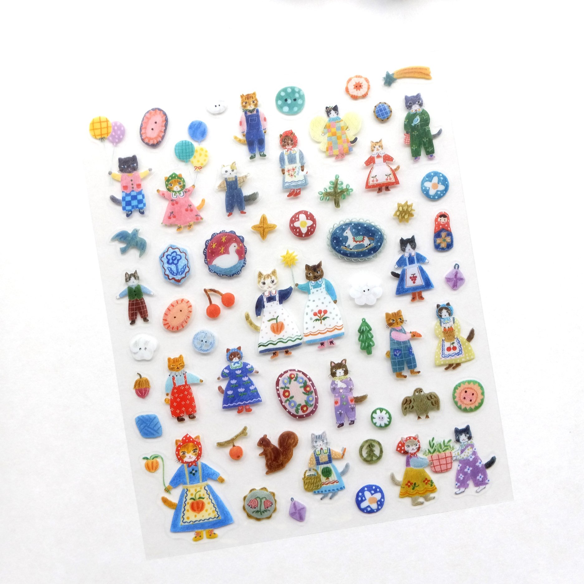 Cozyca x Aiko Fukawa Cats and Buttons Stickers || The Stationery Pocket