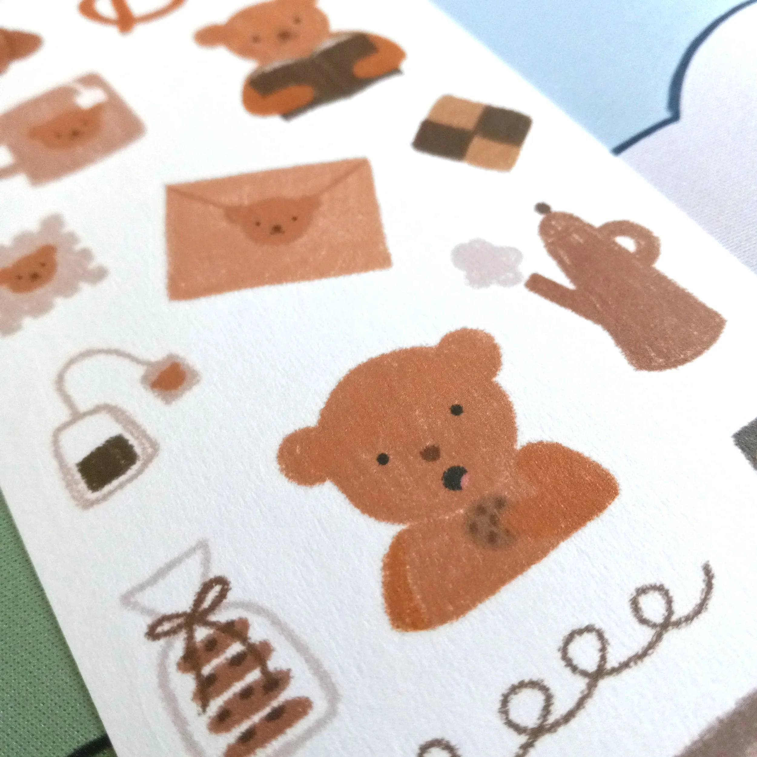 Washi paper stickers by Bloom Paper Studio with tea and cozy drink-themed artwork