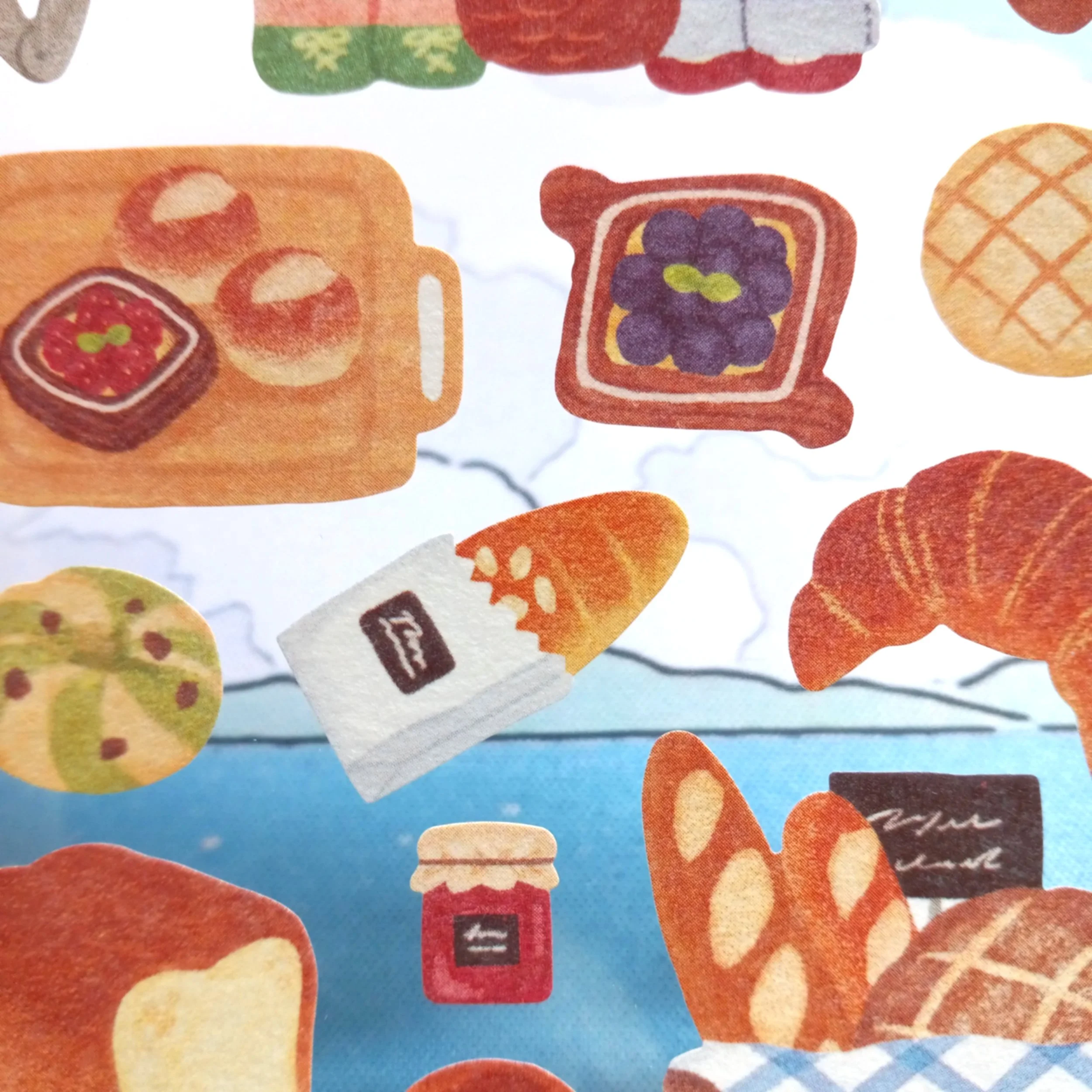 Mind Wave Tummy Happiness Fluffy Bakery kawaii sticker sheet featuring adorable animal characters with baked goods, perfect for bullet journaling, planners, and scrapbooking
