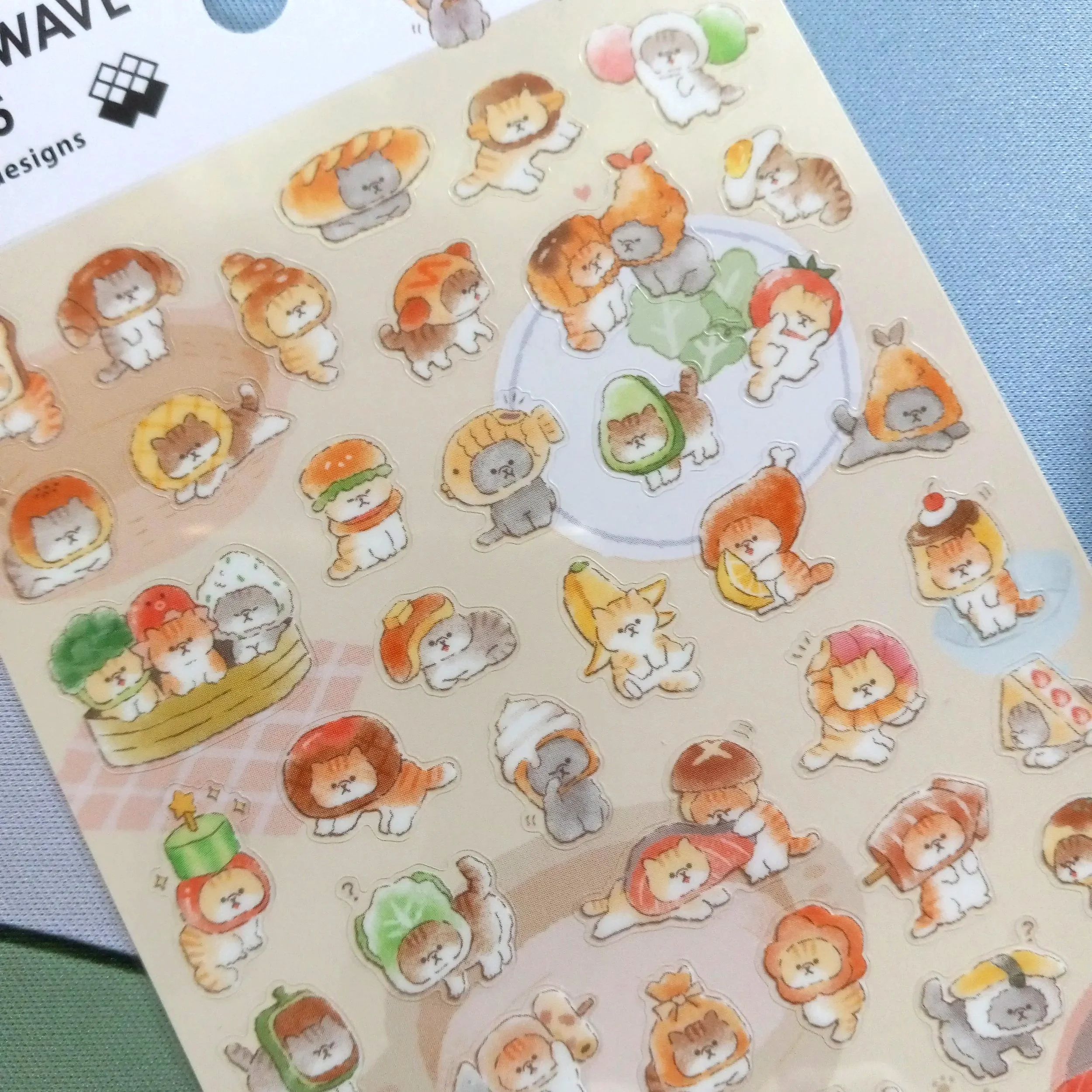 Okaburineko Mind Wave kawaii cat sticker sheet for planners, journals, and stationery