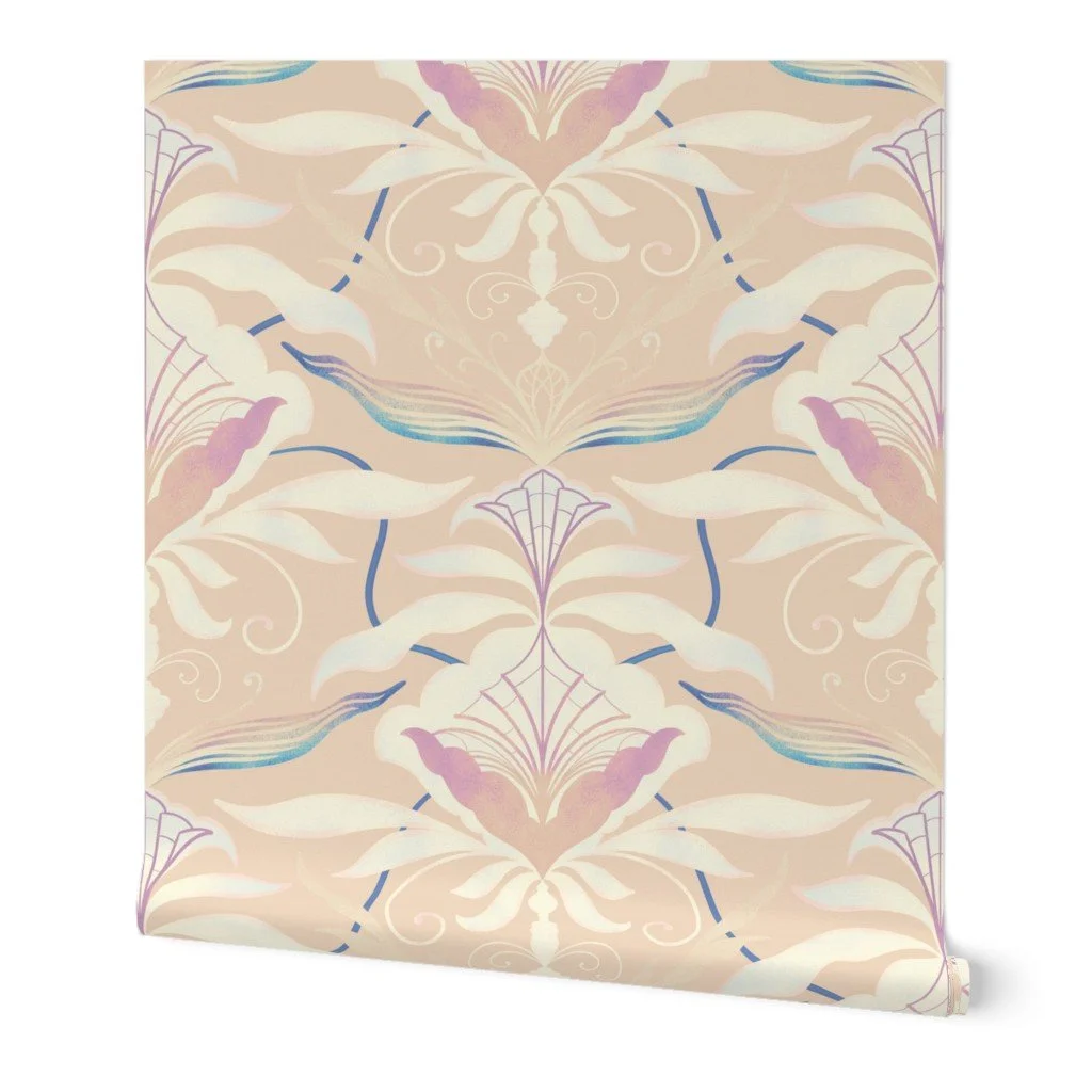 Art Nouveau Botanical Damask-Bubblegum